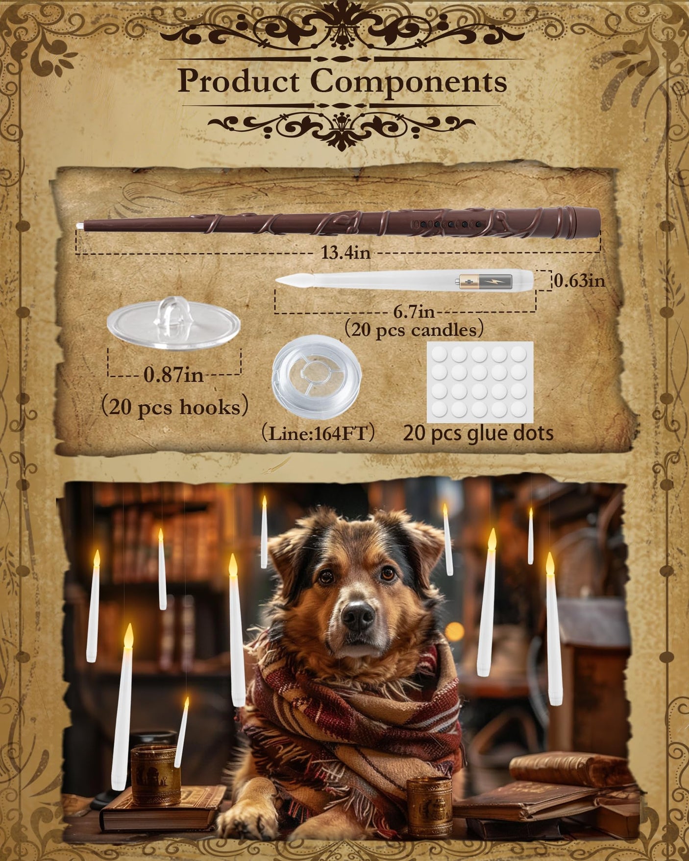 20 Pcs Floating Candles with Wand, Hanging Candles with Timer, Magic Deco Candles Flickering Warm Light, Flameless Taper Candles with Wand Remote, LED Candlesticks for Birthday Halloween Party Decor - Build Your Ideas