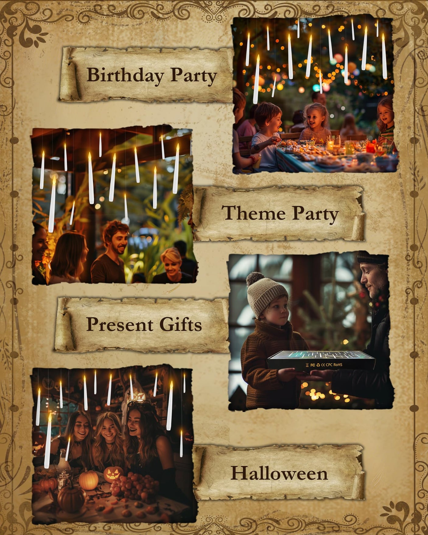 20 Pcs Floating Candles with Wand, Hanging Candles with Timer, Magic Deco Candles Flickering Warm Light, Flameless Taper Candles with Wand Remote, LED Candlesticks for Birthday Halloween Party Decor - Build Your Ideas