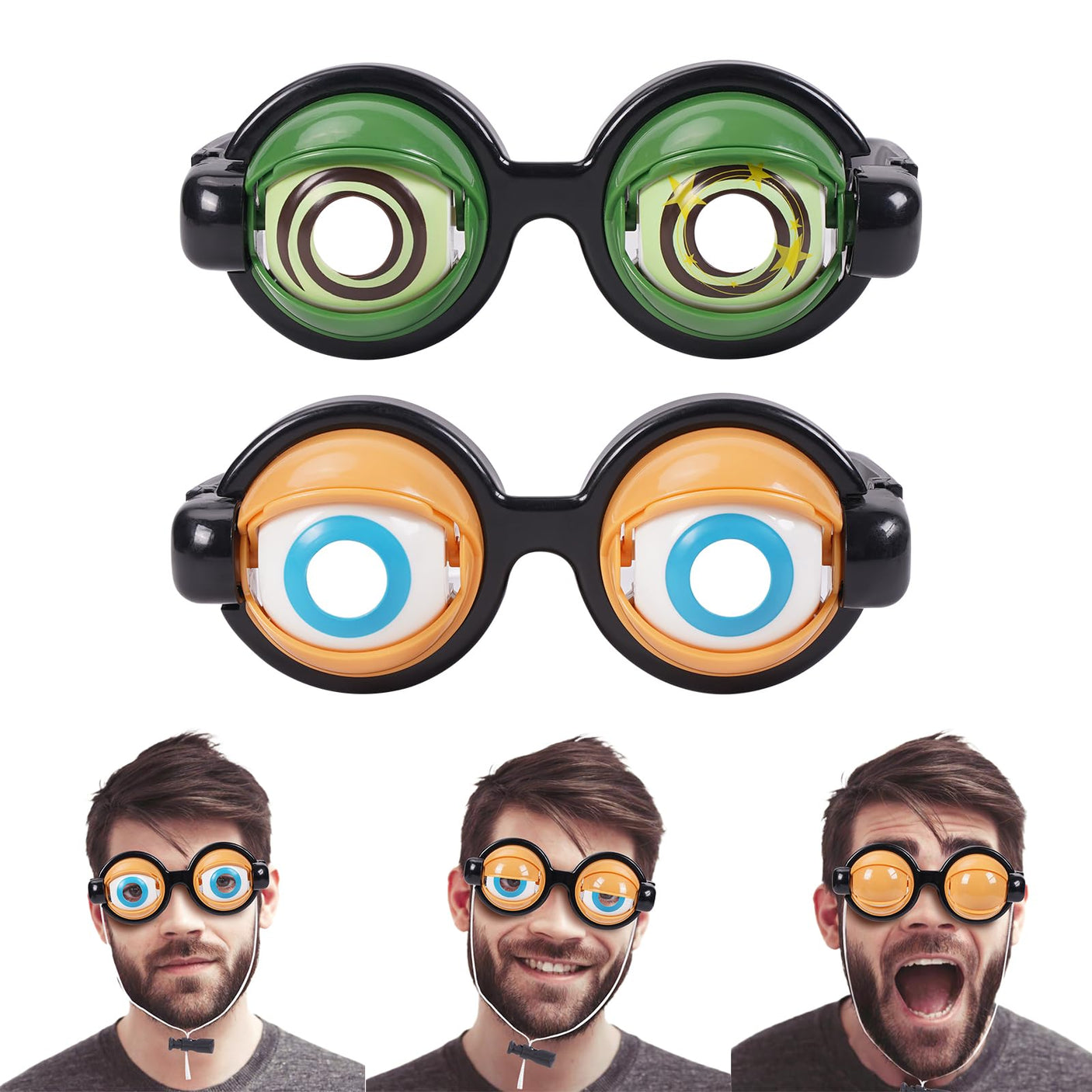 2PCS Funny Glasses for Adults Crazy Eye Glass Googly Eye Glasses Adult Size Silly Sunglass With Blinking Eyeball On Them Novelty Eyeglasses for Kids Hilarious Gag Gifts Prank Stuff Goofy Glasses Joke - Build Your Ideas