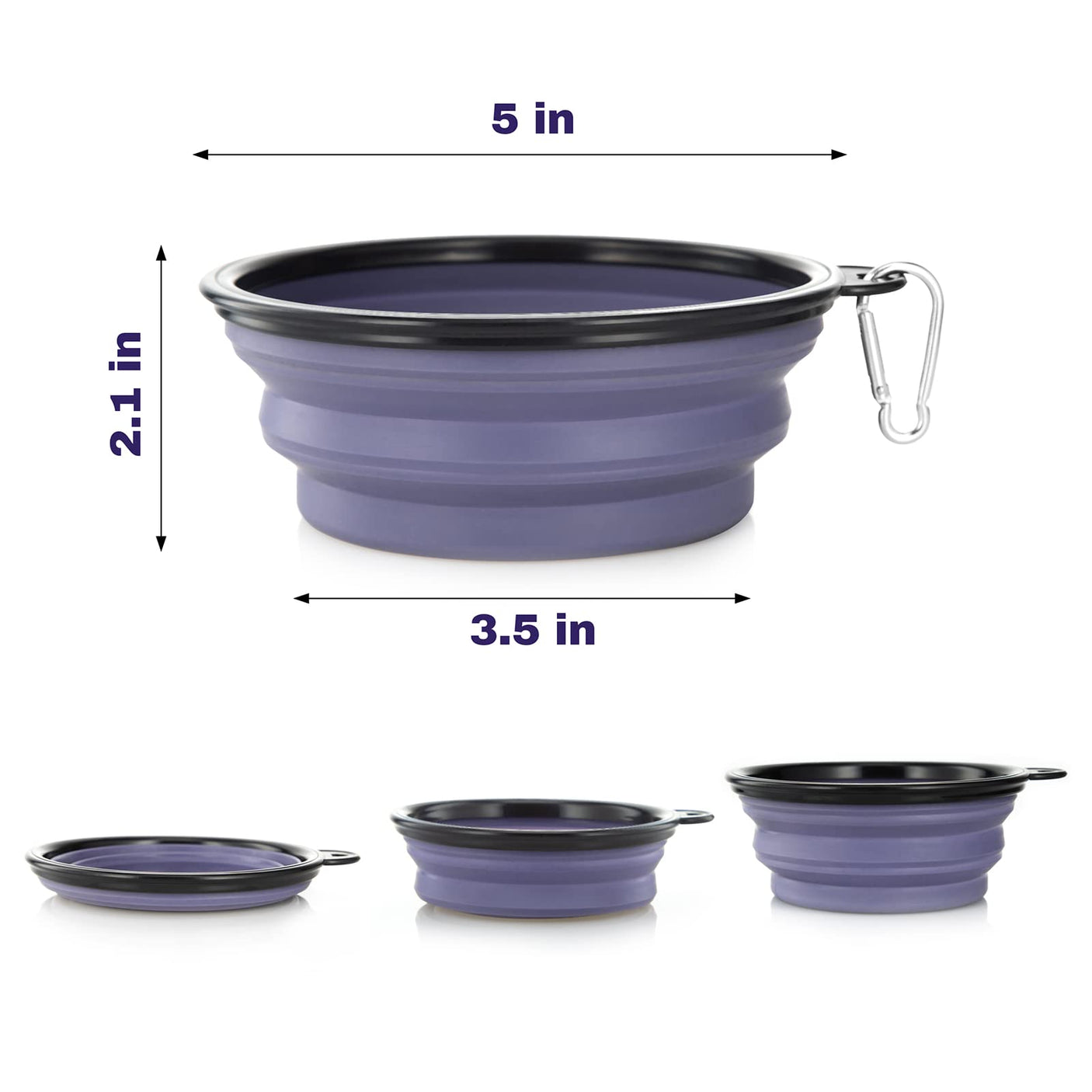 Dog Bowl Pet Collapsible Bowls, 2 Pack for Cats Dogs, Portable Pet Feeding Watering Dish for Walking Parking Traveling with 2 Carabiners (Small, Blue+Green)