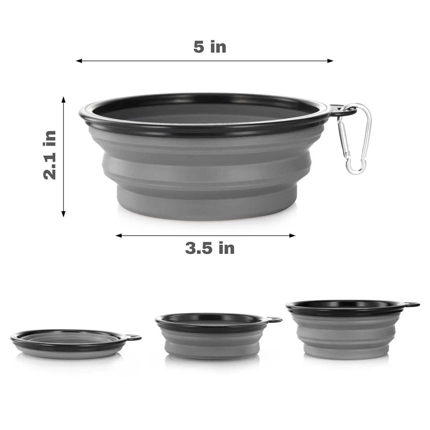 Dog Bowl Pet Collapsible Bowls, 2 Pack for Cats Dogs, Portable Pet Feeding Watering Dish for Walking Parking Traveling with 2 Carabiners (Small, Blue+Green)