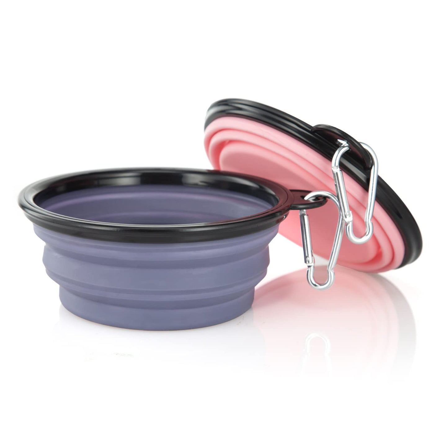 Dog Bowl Pet Collapsible Bowls, 2 Pack for Cats Dogs, Portable Pet Feeding Watering Dish for Walking Parking Traveling with 2 Carabiners (Small, Blue+Green)