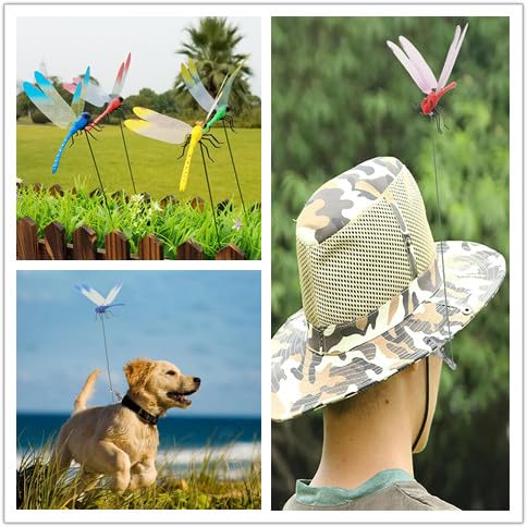 6 Pack Dragonfly Clip,3D Dragonfly Garden Stakes Decor,Fly Deterrent, Dragonfly Humming Bird Stakes,Deer and Horse Fly Deterrent,Garden Bird and Fly Scare Devices for Indoor Outdoor Garden - Build Your Ideas