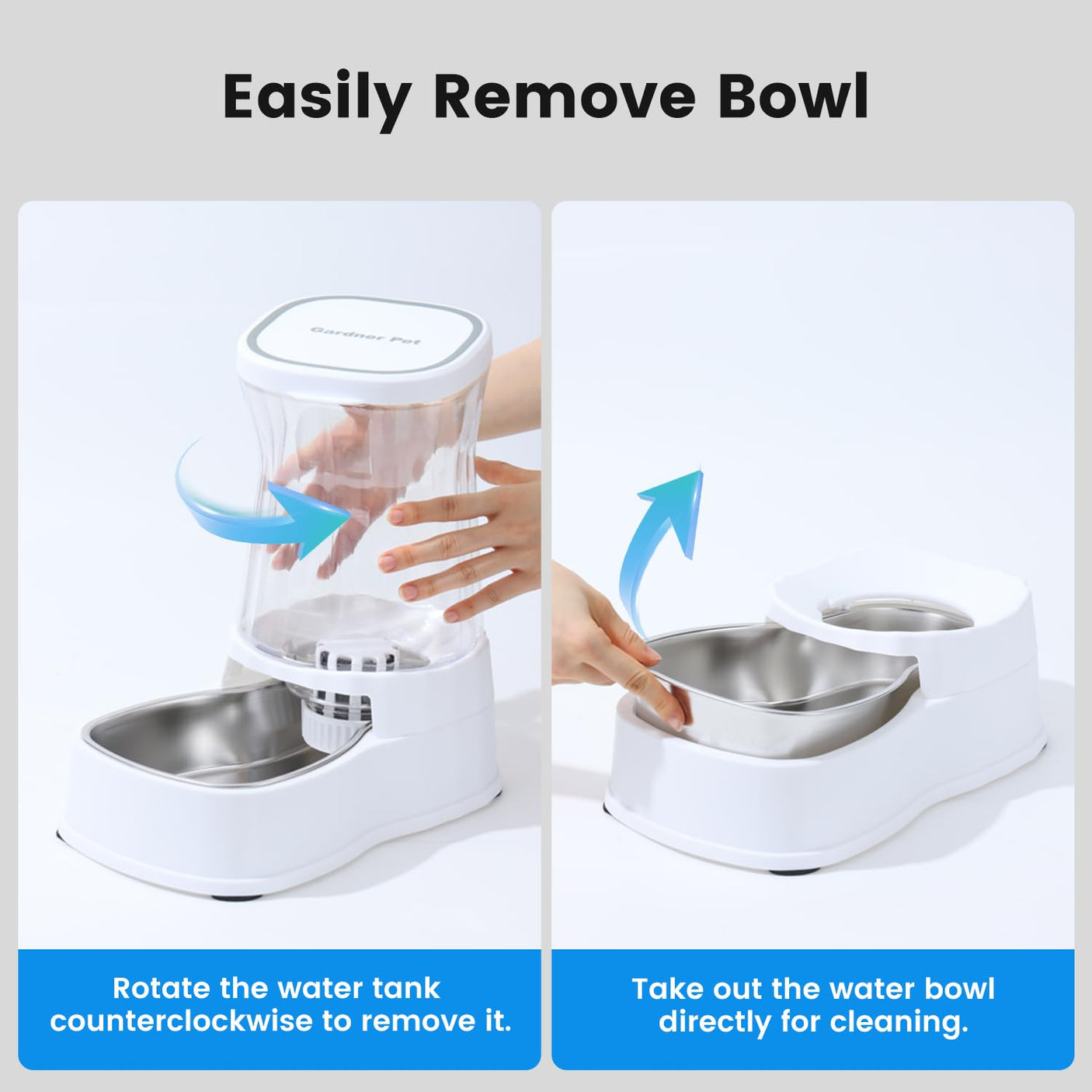 Gardner Pet Automatic Dog Water Dispenser Gravity Stainless Steel Water Waterer Feeder, 100% BPA-Free Large Capacity Water Feeding Bowls for Medium & Large-Sized Dogs Cats Other Pets -(1 Gallon)