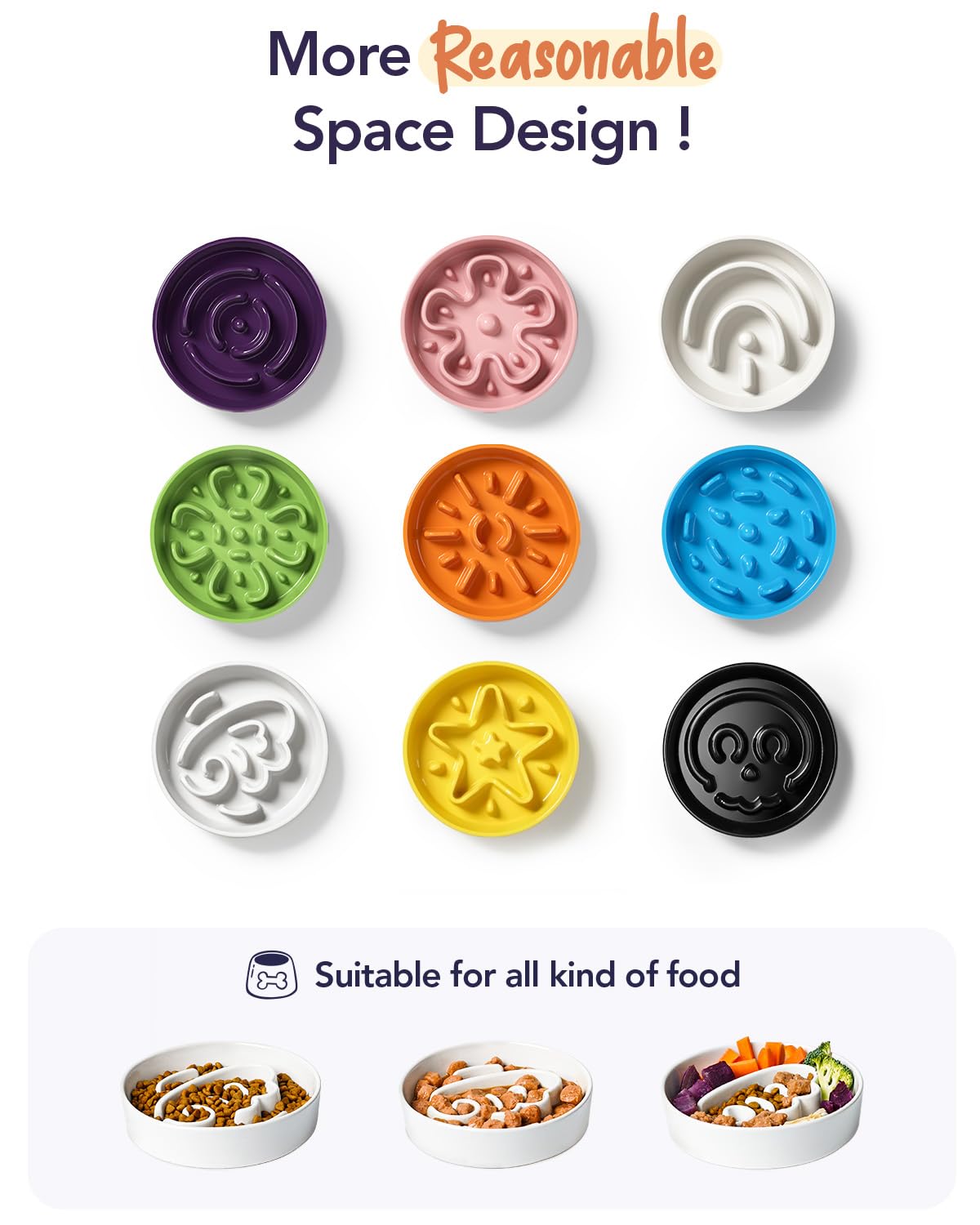 LE TAUCI Dog Bowls Slow Feeder Ceramic, 1.5 Cups Slow Feeding Dog Bowl Small Medium Breed, Puppy Slow Feeder Bowl for Fast Eater, Dog Dishes to Slow Down Eating, Puzzle Dog Food Bowl, Maze Purple