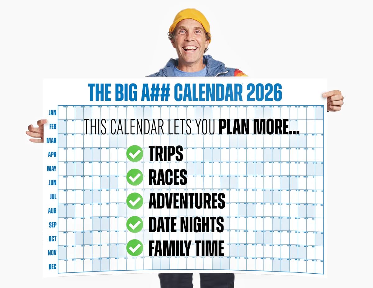 The Big A## Calendar Full-Year Wall Calendar – 2026 Dry-Erase – Includes 1 Marker & 100 Labels – Lightweight, Easy to Hang Yearly Calendar – Year at a Glance – Plan Big Goals & Adventures – Blue
