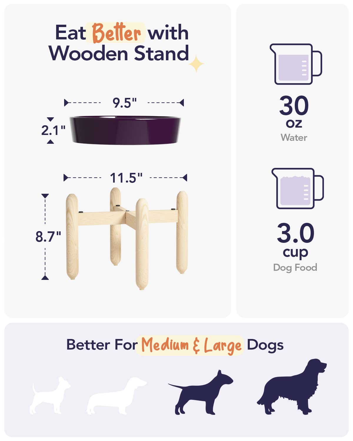 LE TAUCI Dog Bowls Slow Feeder Ceramic, 1.5 Cups Slow Feeding Dog Bowl Small Medium Breed, Puppy Slow Feeder Bowl for Fast Eater, Dog Dishes to Slow Down Eating, Puzzle Dog Food Bowl, Maze Purple