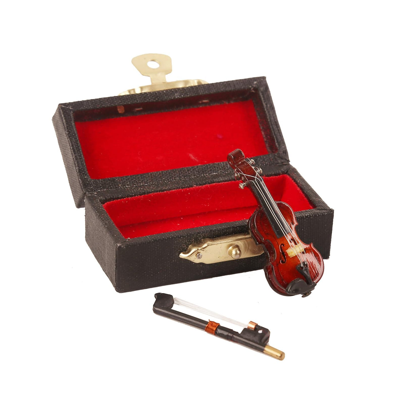 Wooden Miniature Violin with Stand, Bow and Case Mini Musical Instrument Violin Replica Collectible Figurines Dollhouse Accessories Model Home Decoration Display Ornament (3.15"x1.18"x0.59")