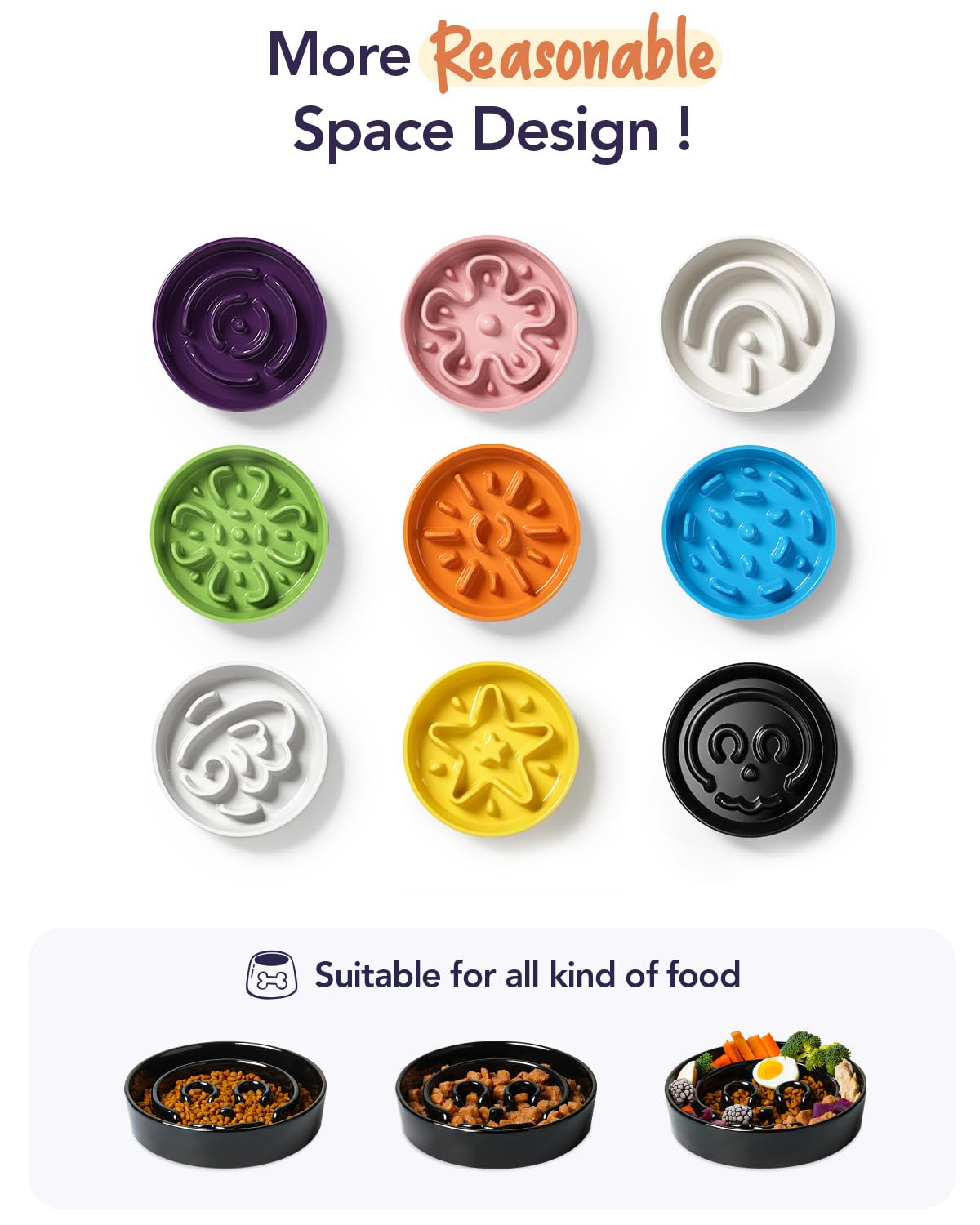 LE TAUCI Dog Bowls Slow Feeder Ceramic, 1.5 Cups Slow Feeding Dog Bowl Small Medium Breed, Puppy Slow Feeder Bowl for Fast Eater, Dog Dishes to Slow Down Eating, Puzzle Dog Food Bowl, Maze Purple