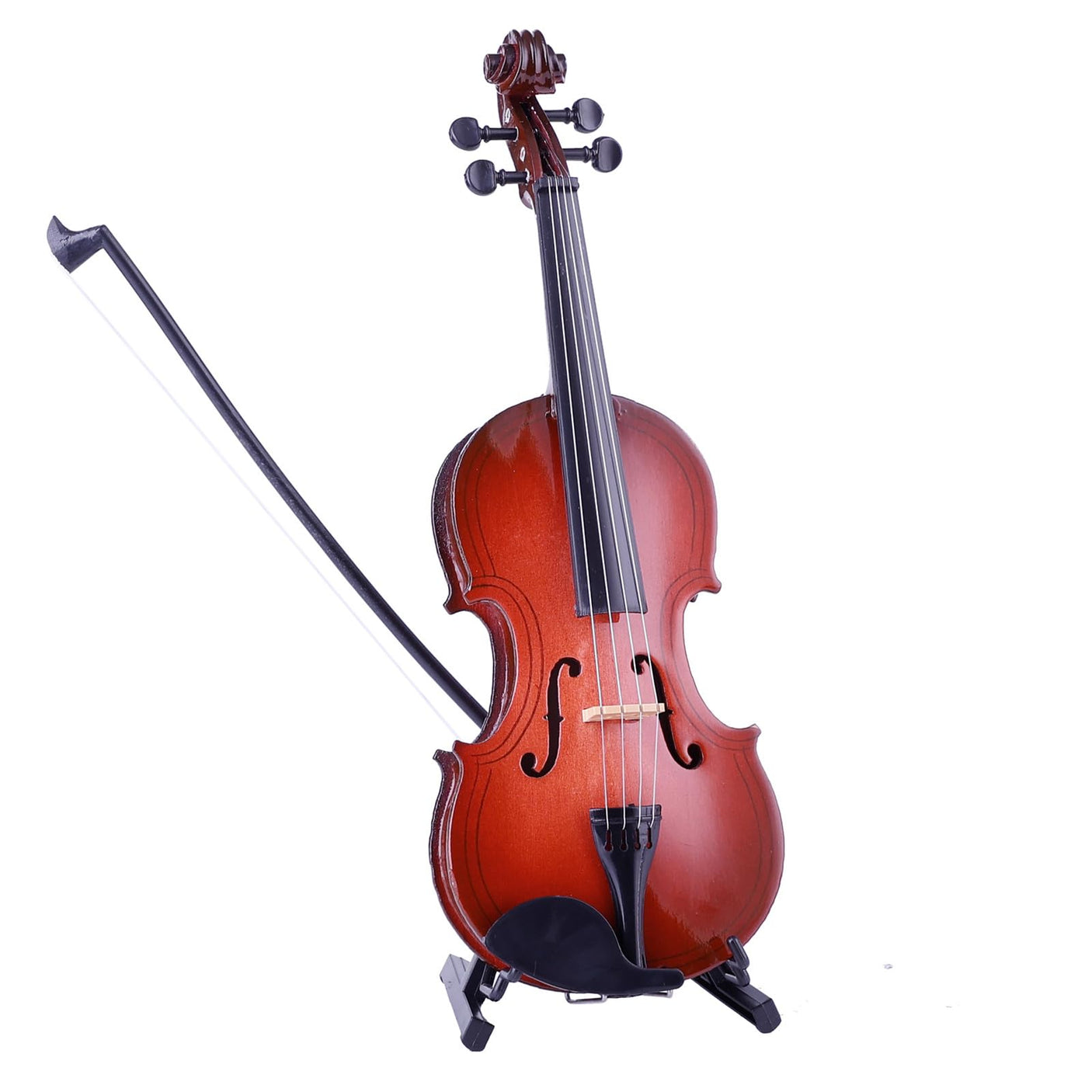 Wooden Miniature Violin with Stand, Bow and Case Mini Musical Instrument Violin Replica Collectible Figurines Dollhouse Accessories Model Home Decoration Display Ornament (3.15"x1.18"x0.59")
