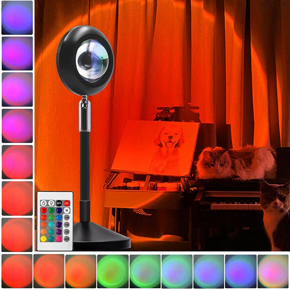YouOKLight Sunset Lamp, Sunset Projector Lamp 10W LED Sunset Light Night Light 180 Degree Rotation Romantic Rainbow Light USB Charging for Bedroom Party Home Decor, Rainbow…