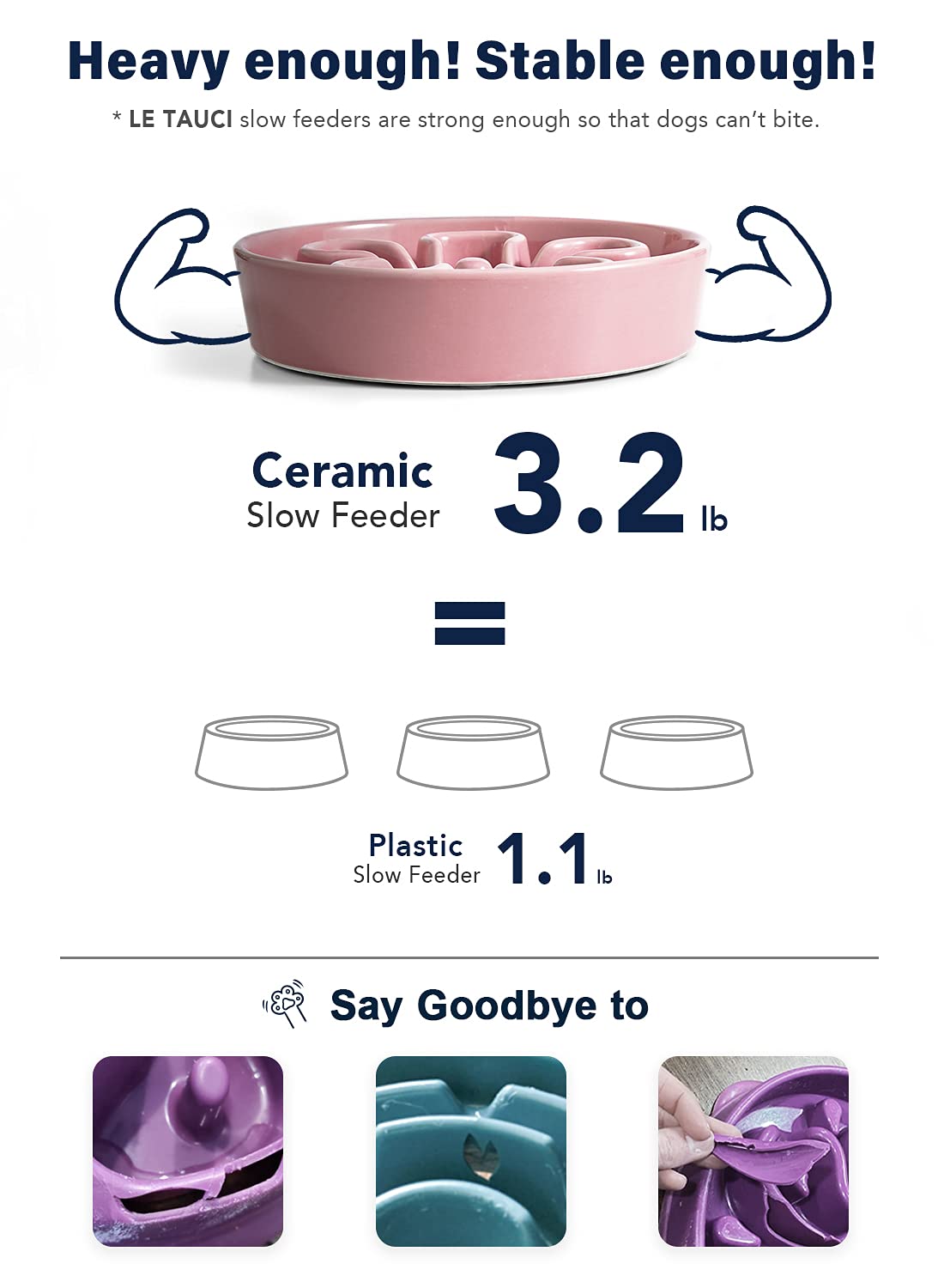 LE TAUCI Dog Bowls Slow Feeder Ceramic, 1.5 Cups Slow Feeding Dog Bowl Small Medium Breed, Puppy Slow Feeder Bowl for Fast Eater, Dog Dishes to Slow Down Eating, Puzzle Dog Food Bowl, Maze Purple