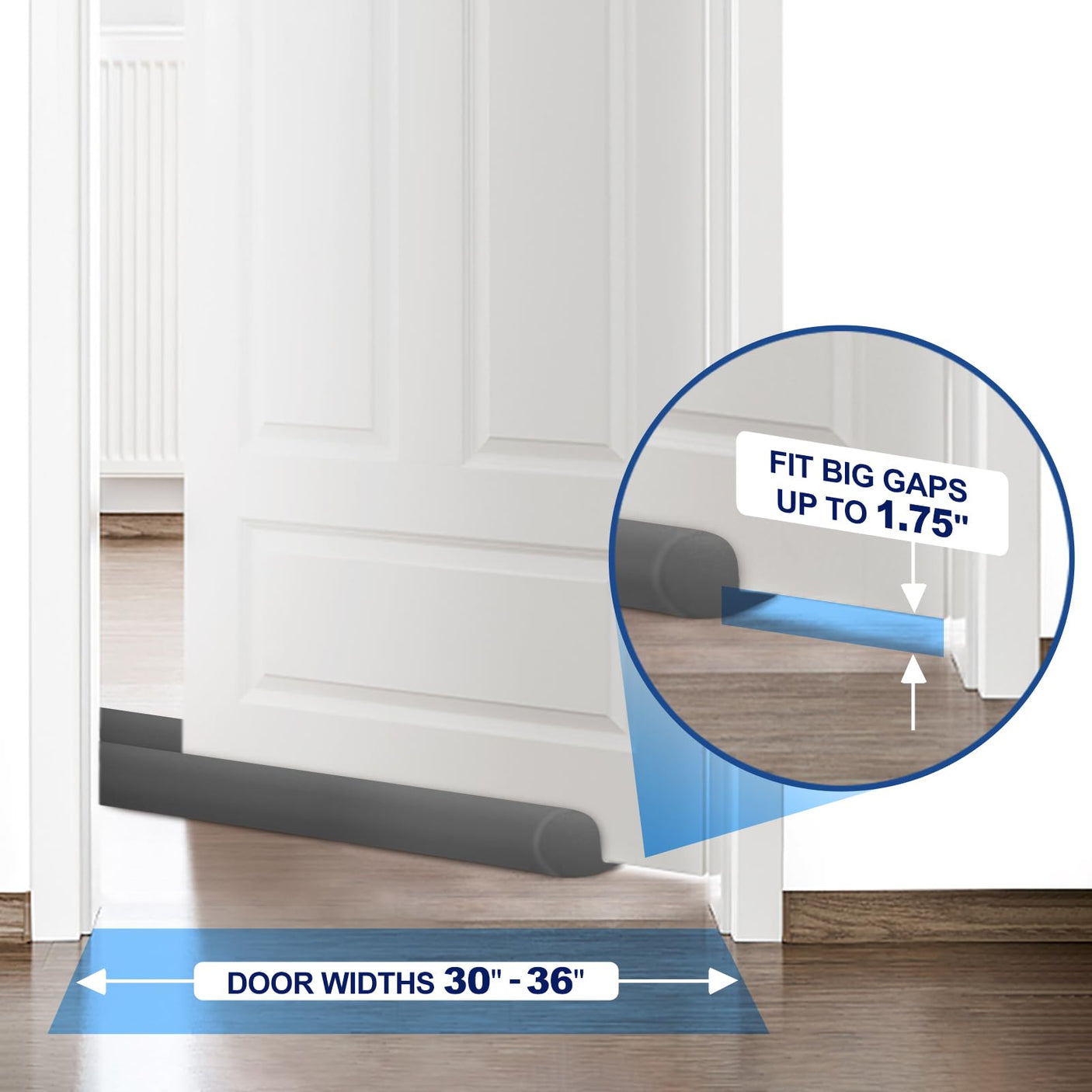 MAXTID Large Door Draft Stopper for Bottom of Doors 36” Under Door Draft Noise Blocker Black Gap Stoppers Door Draft Guard for Bottom of Doors Adjustable Door Seal Sweep Draft Home Essentials Gadgets