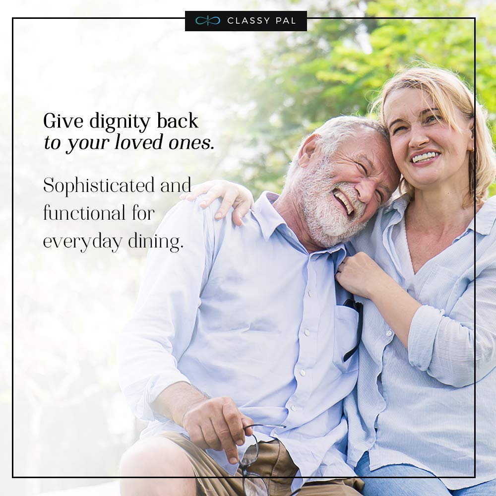 Adult Bibs for Men, Dress ‘n Dine™ Clothing Protectors for Eating, Senior Adult Bib Terry Cloth Crumb Catcher, Embroidered Design, Waterproof, Reusable, Washable (Blue Tie + Tuxedo)