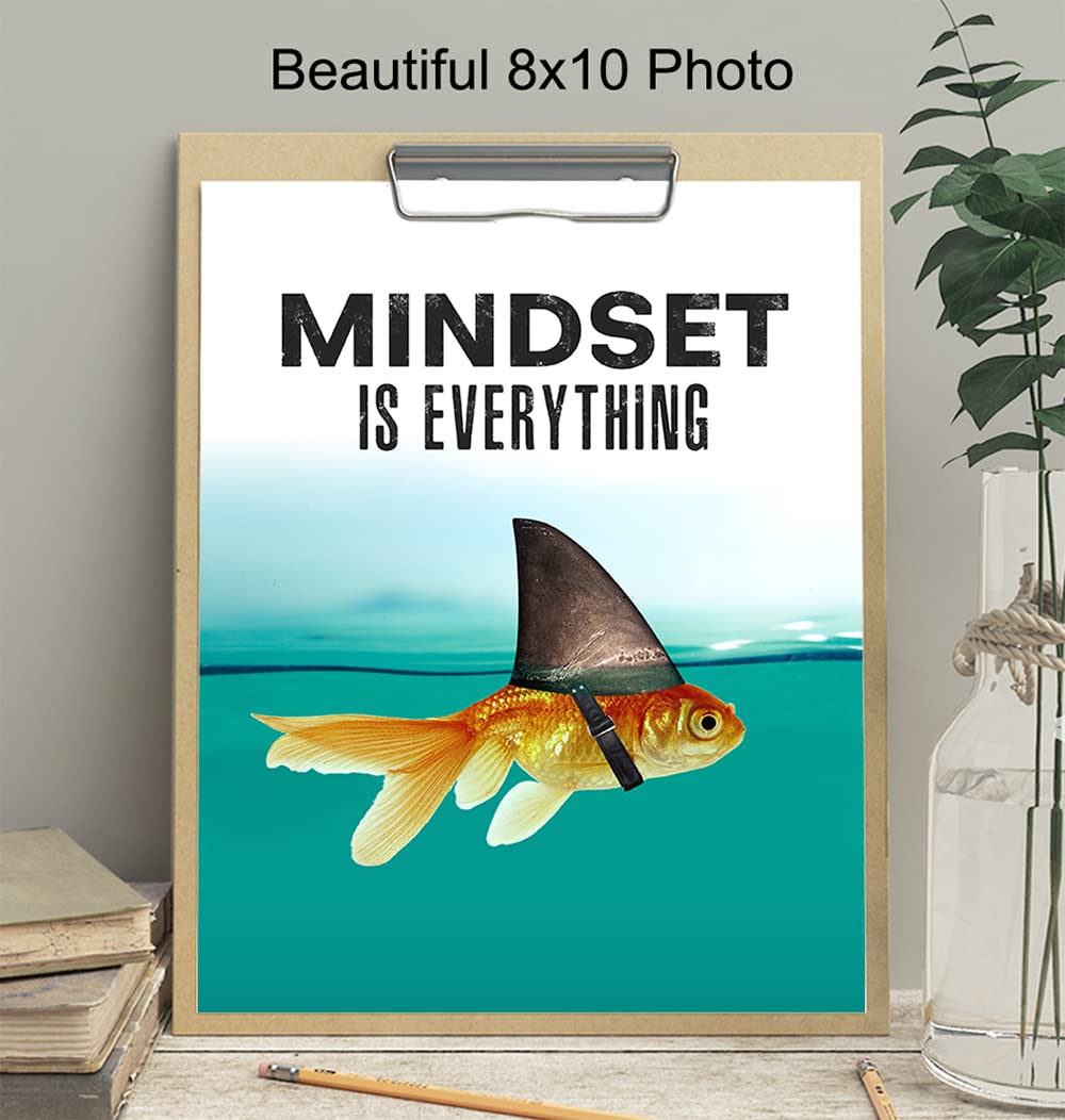 Motivational Wall Art Posters for Home, Office - Mindset is Everything - LARGE 11X14 - Inspirational Gifts for Men, Students - Entrepreneur Wall Art Decor - Uplifting Self-Improvement Positive Quotes