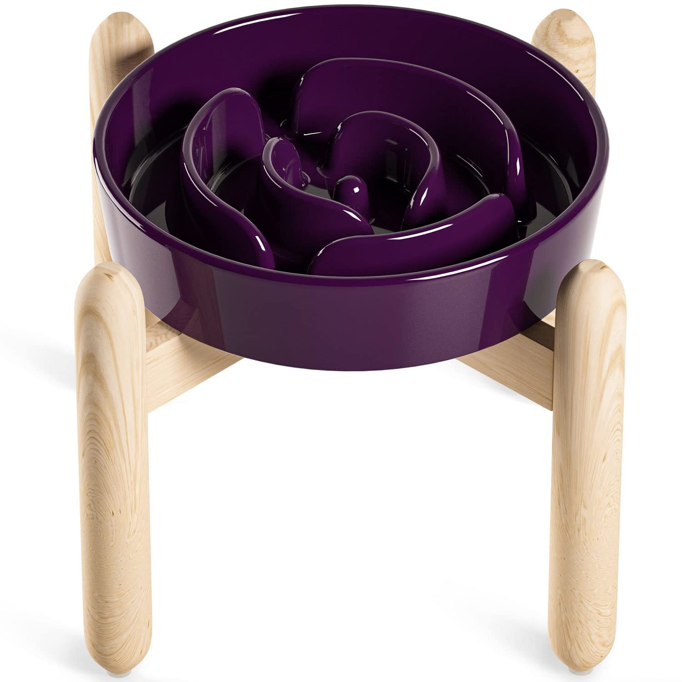 LE TAUCI Dog Bowls Slow Feeder Ceramic, 1.5 Cups Slow Feeding Dog Bowl Small Medium Breed, Puppy Slow Feeder Bowl for Fast Eater, Dog Dishes to Slow Down Eating, Puzzle Dog Food Bowl, Maze Purple