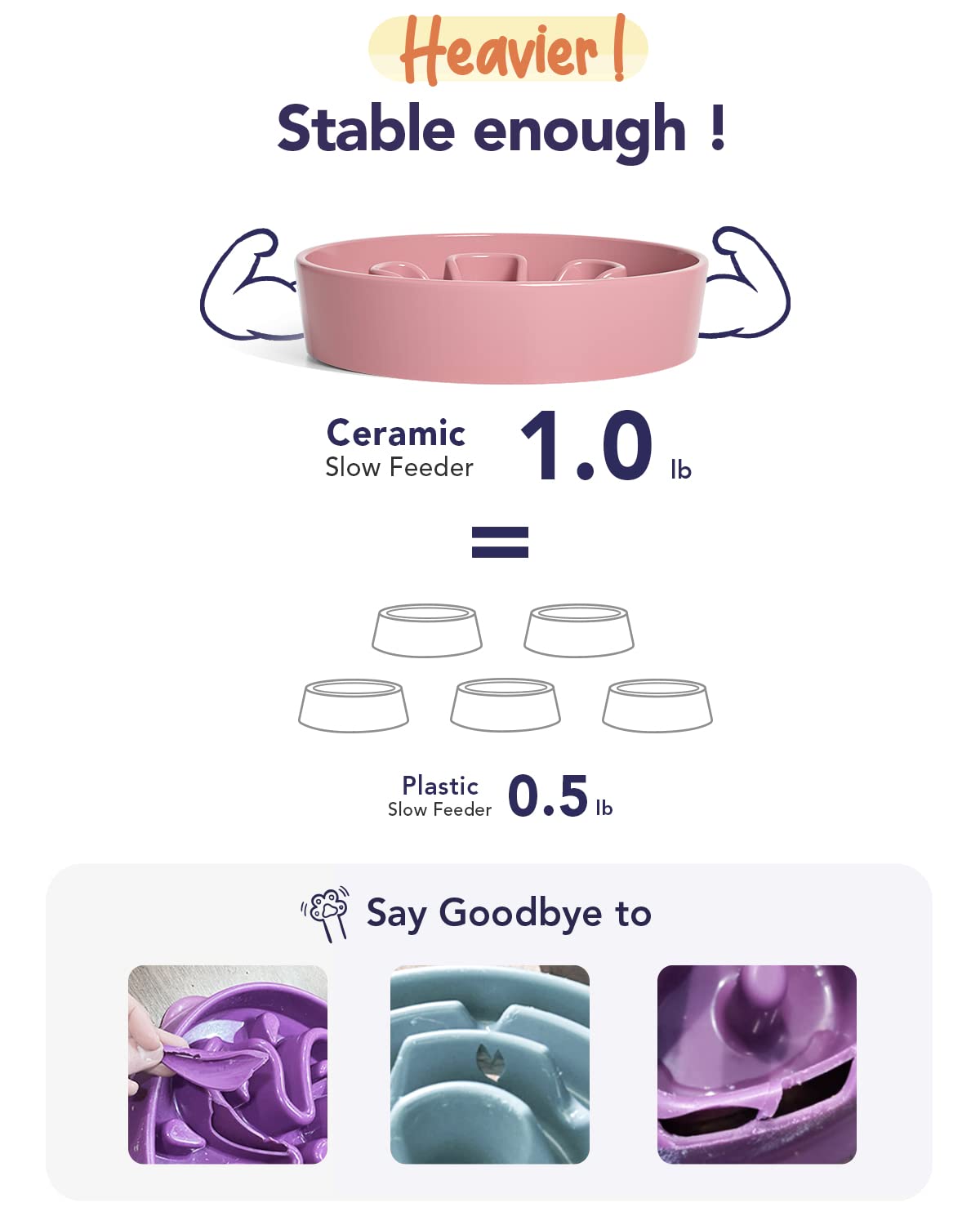 LE TAUCI Dog Bowls Slow Feeder Ceramic, 1.5 Cups Slow Feeding Dog Bowl Small Medium Breed, Puppy Slow Feeder Bowl for Fast Eater, Dog Dishes to Slow Down Eating, Puzzle Dog Food Bowl, Maze Purple