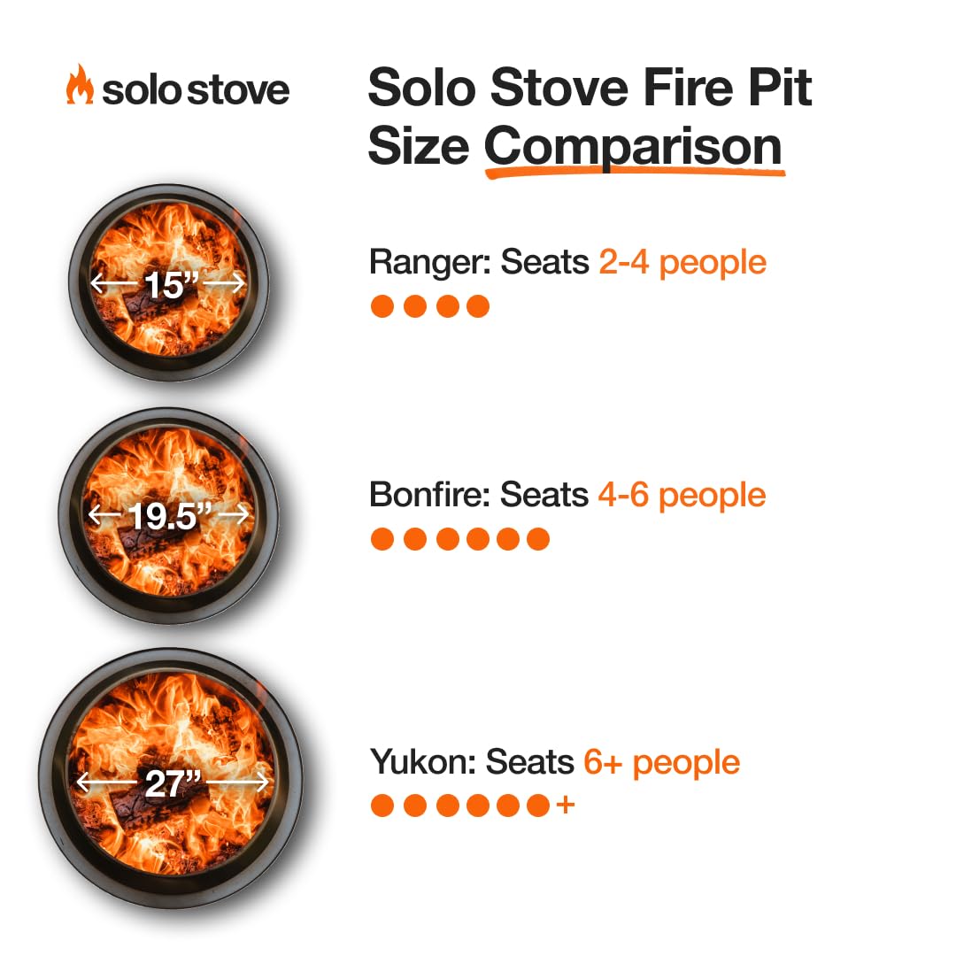 Solo Stove Bonfire with Stand | 19.5" Smokeless Fire Pit, Removable Ash Pan | Portable Stainless Steel Wood Burning Outdoor Fireplace, Ideal for 4–6 People, 21.75 lbs