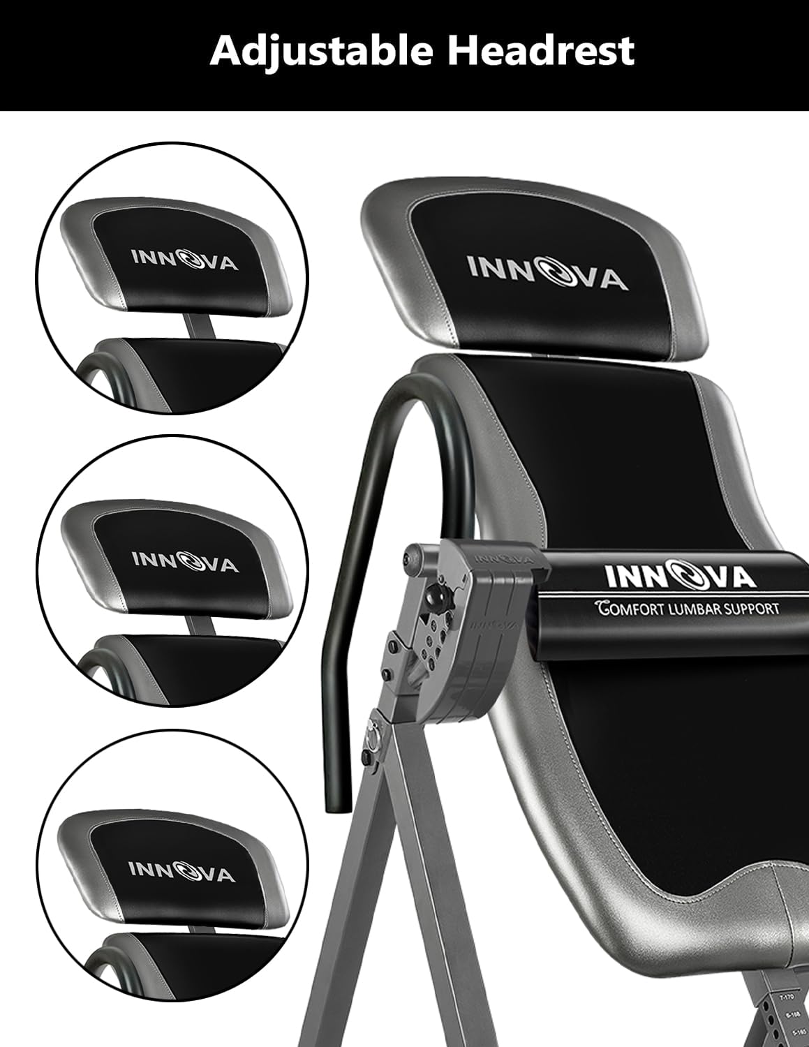 Innova Inversion Table with Adjustable Headrest, Reversible Ankle Holders, and 300 lb Weight Capacity