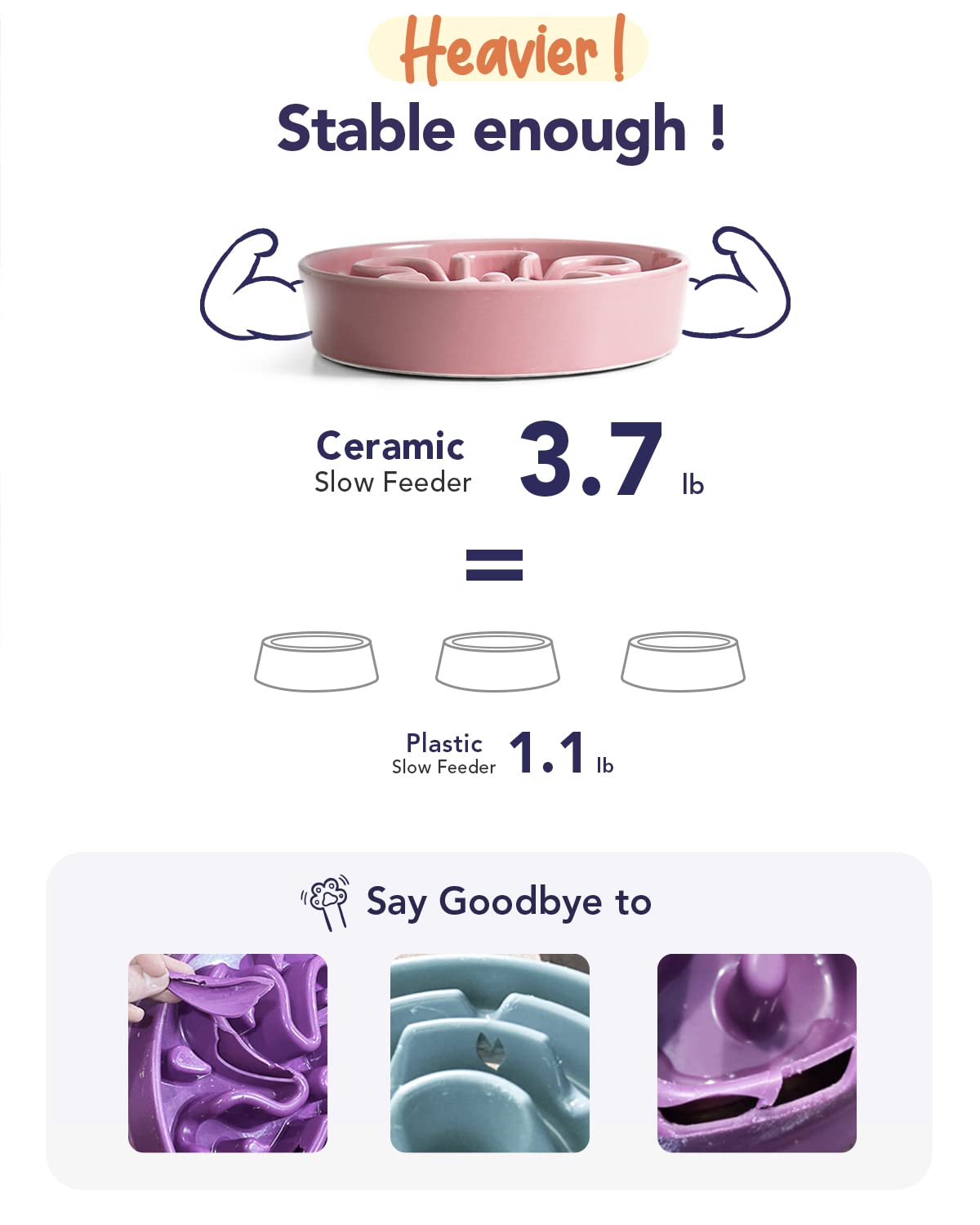 LE TAUCI Dog Bowls Slow Feeder Ceramic, 1.5 Cups Slow Feeding Dog Bowl Small Medium Breed, Puppy Slow Feeder Bowl for Fast Eater, Dog Dishes to Slow Down Eating, Puzzle Dog Food Bowl, Maze Purple