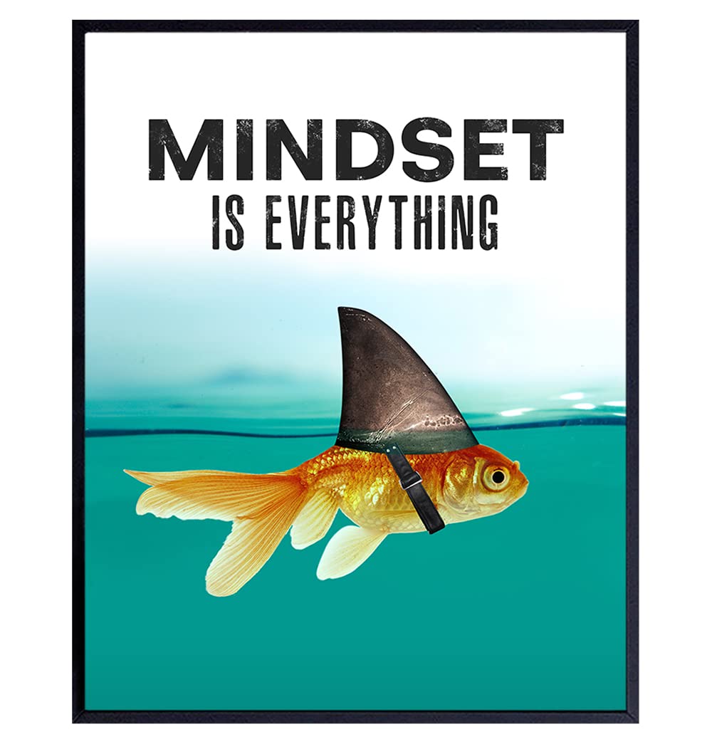 Motivational Wall Art Posters for Home, Office - Mindset is Everything - LARGE 11X14 - Inspirational Gifts for Men, Students - Entrepreneur Wall Art Decor - Uplifting Self-Improvement Positive Quotes