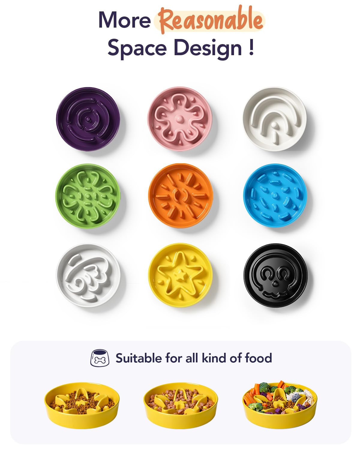 LE TAUCI Dog Bowls Slow Feeder Ceramic, 1.5 Cups Slow Feeding Dog Bowl Small Medium Breed, Puppy Slow Feeder Bowl for Fast Eater, Dog Dishes to Slow Down Eating, Puzzle Dog Food Bowl, Maze Purple