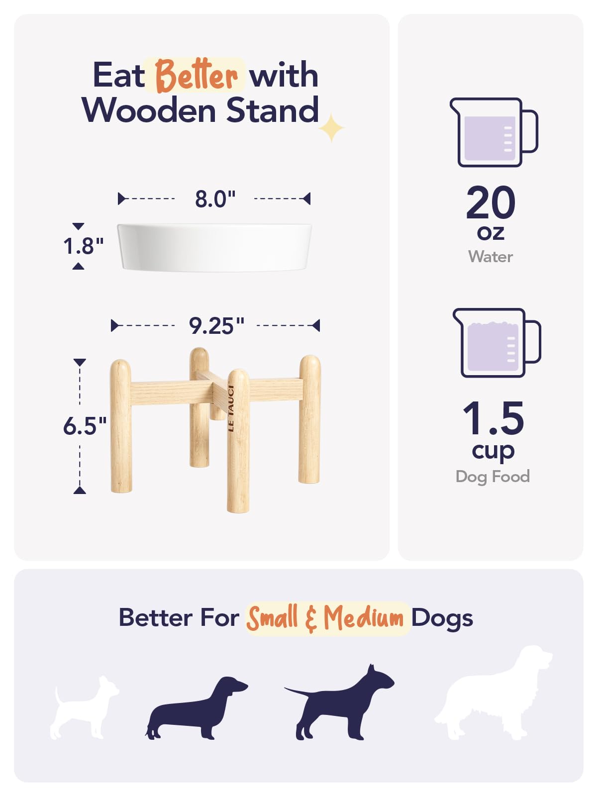 LE TAUCI Dog Bowls Slow Feeder Ceramic, 1.5 Cups Slow Feeding Dog Bowl Small Medium Breed, Puppy Slow Feeder Bowl for Fast Eater, Dog Dishes to Slow Down Eating, Puzzle Dog Food Bowl, Maze Purple