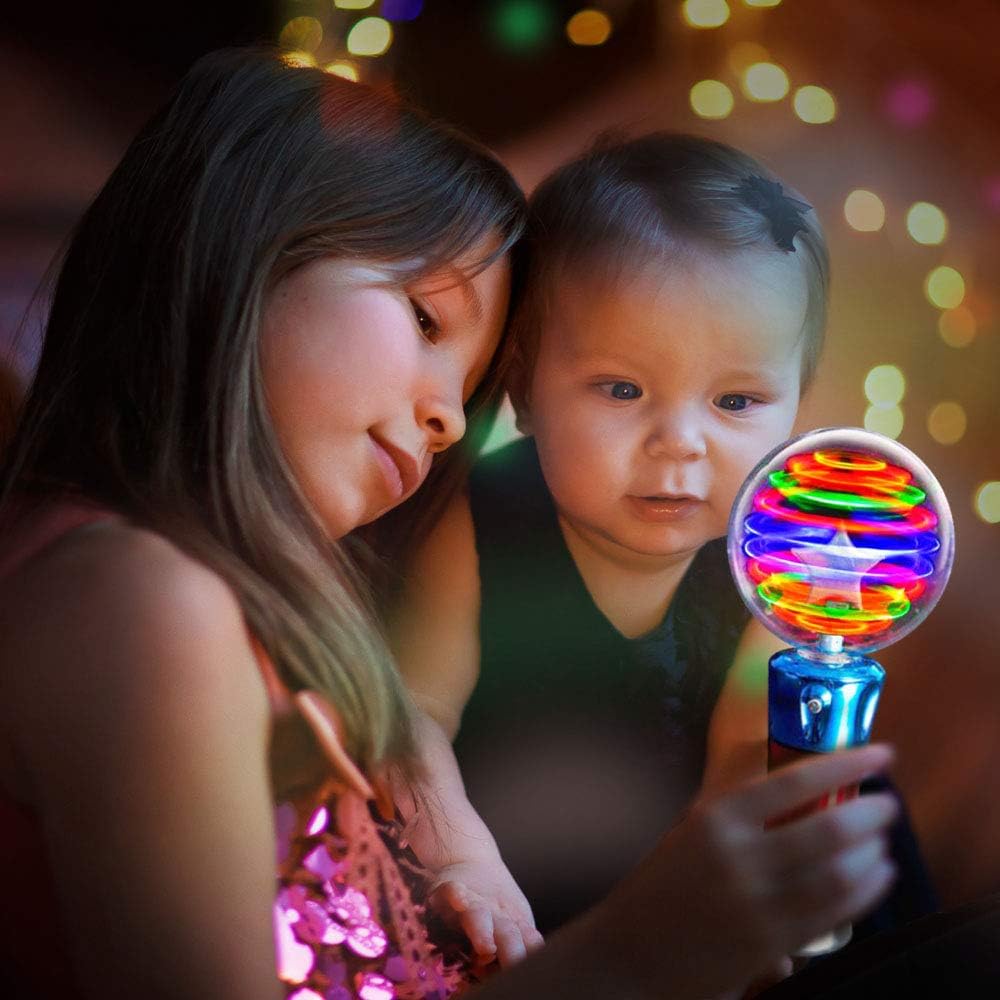 ArtCreativity Spinning Light Up Toy Wand – Magic Ball with LED Lights, Sensory Spinner for Kids, Party Favors & Classroom Prizes, Autism-Friendly Gift