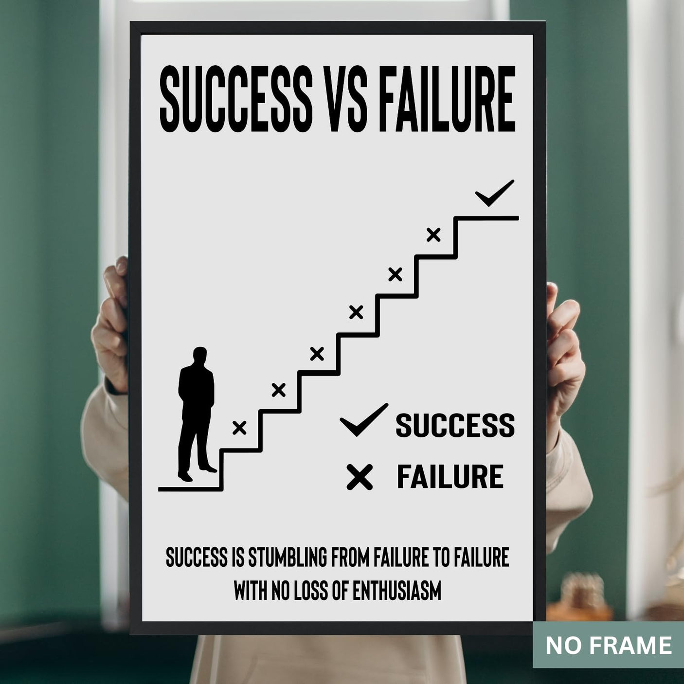 Motivational Wall Art - Inspirational Wall Decor & Classroom Posters, Entrepreneur Quote Poster For Home, Office Modern Wall Decor, 11x17 in. Laminated Print Minimalist Wall Art for Men - Unframed