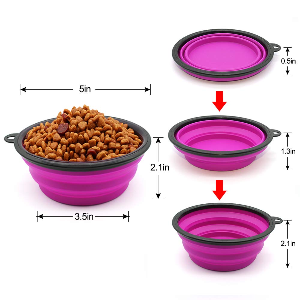 Dog Bowl Pet Collapsible Bowls, 2 Pack for Cats Dogs, Portable Pet Feeding Watering Dish for Walking Parking Traveling with 2 Carabiners (Small, Blue+Green)