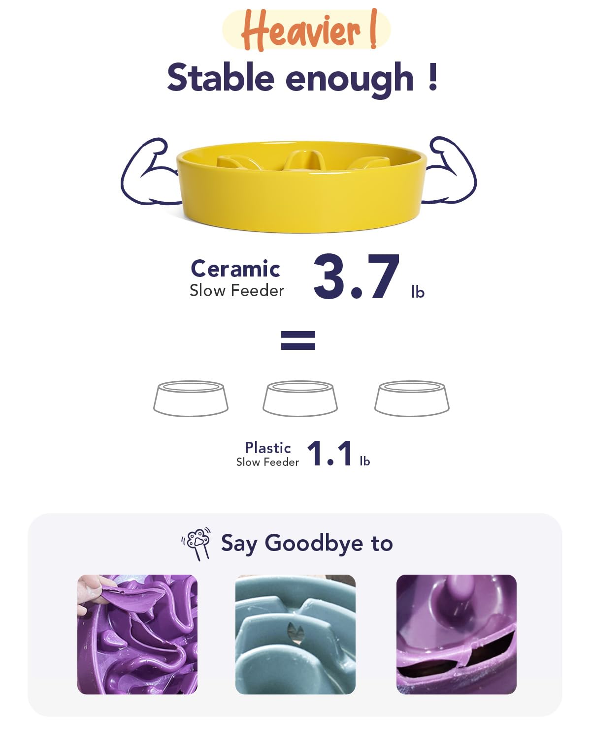 LE TAUCI Dog Bowls Slow Feeder Ceramic, 1.5 Cups Slow Feeding Dog Bowl Small Medium Breed, Puppy Slow Feeder Bowl for Fast Eater, Dog Dishes to Slow Down Eating, Puzzle Dog Food Bowl, Maze Purple