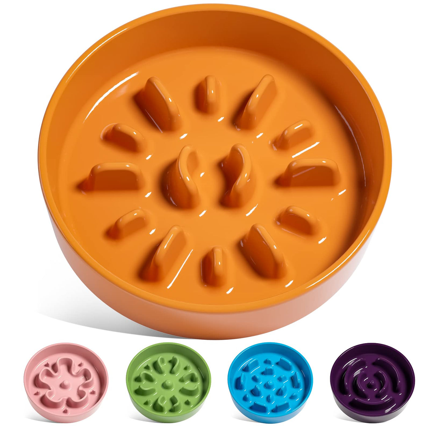 LE TAUCI Dog Bowls Slow Feeder Ceramic, 1.5 Cups Slow Feeding Dog Bowl Small Medium Breed, Puppy Slow Feeder Bowl for Fast Eater, Dog Dishes to Slow Down Eating, Puzzle Dog Food Bowl, Maze Purple