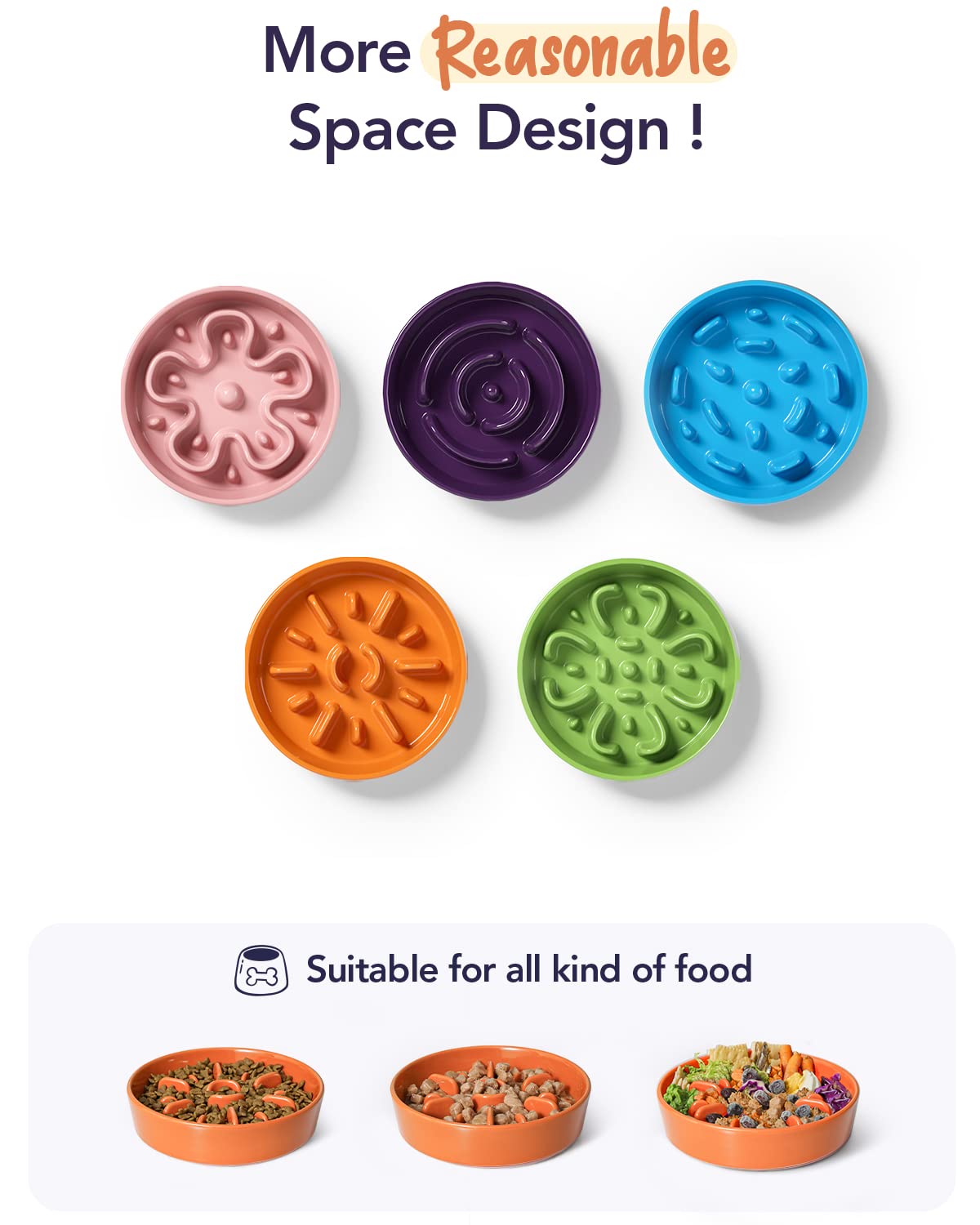 LE TAUCI Dog Bowls Slow Feeder Ceramic, 1.5 Cups Slow Feeding Dog Bowl Small Medium Breed, Puppy Slow Feeder Bowl for Fast Eater, Dog Dishes to Slow Down Eating, Puzzle Dog Food Bowl, Maze Purple