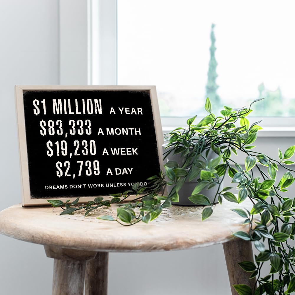 Home Office Motivational Wall Art - Entrepreneur positive Wall Decor - Inspirational Quotes Wall Decor for Men - Millionaire Mindset Poster Hustle Wall Art - Executive Office Decor - Success Wall Art