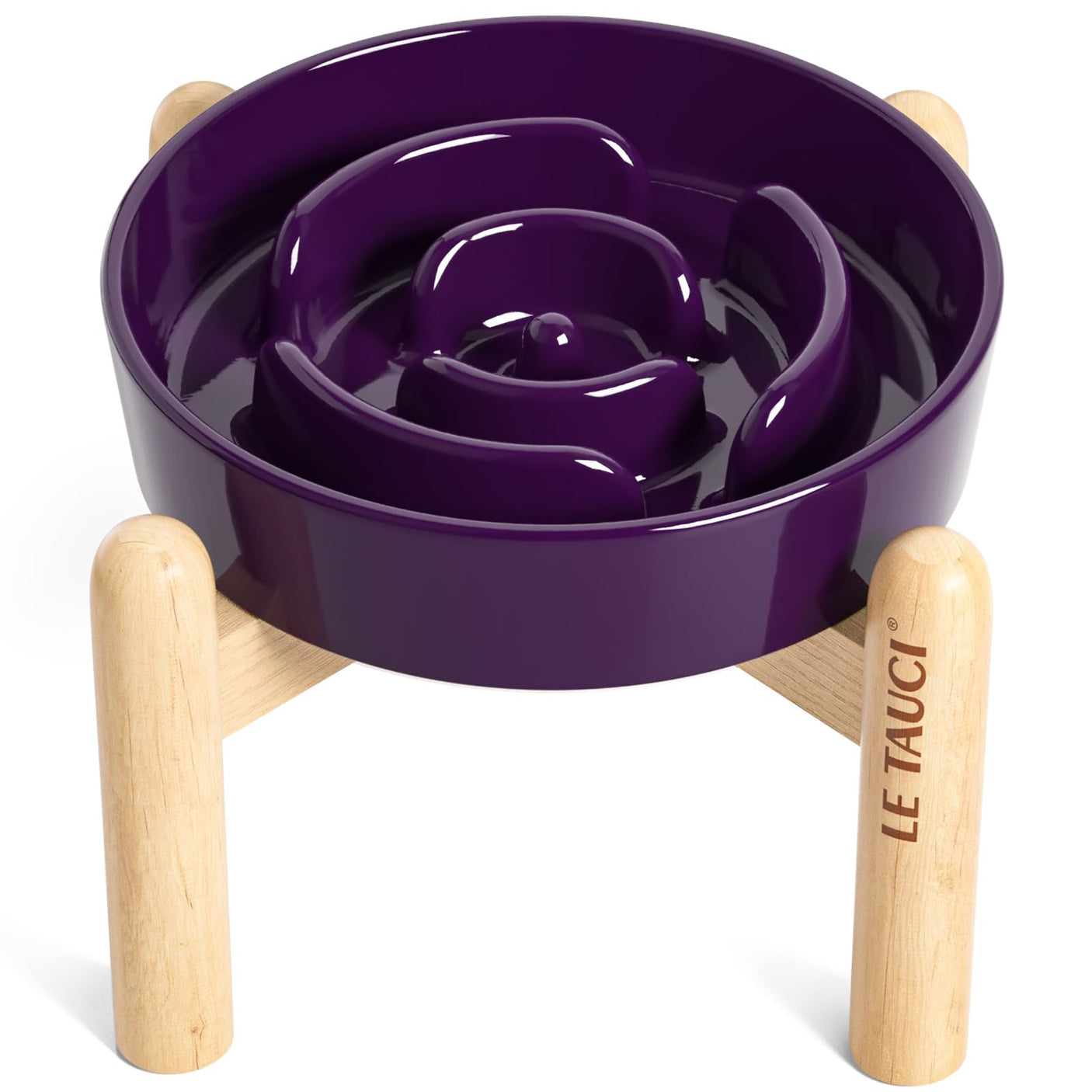 LE TAUCI Dog Bowls Slow Feeder Ceramic, 1.5 Cups Slow Feeding Dog Bowl Small Medium Breed, Puppy Slow Feeder Bowl for Fast Eater, Dog Dishes to Slow Down Eating, Puzzle Dog Food Bowl, Maze Purple