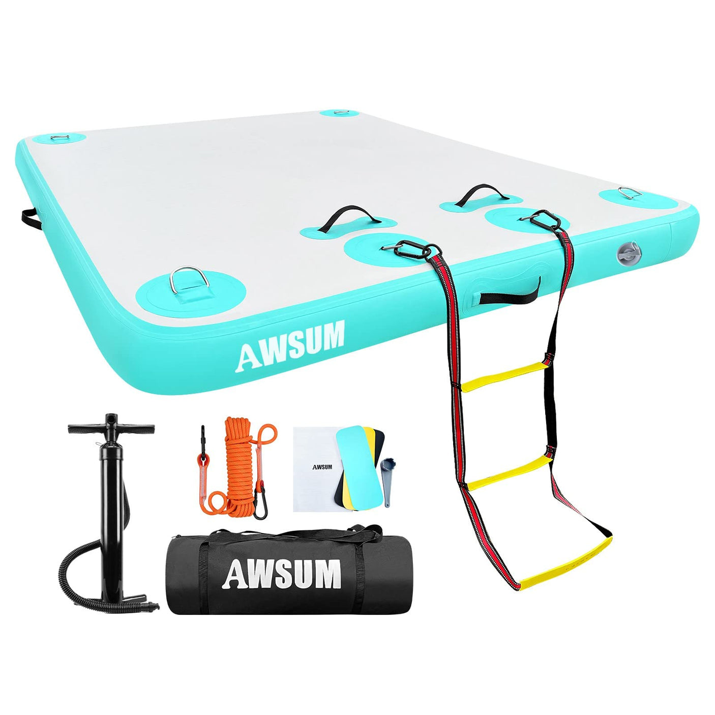 AWSUM Inflatable Floating Dock Air Dock Platform Floating Island Raft with None-Slip Surface for Pool Beach Ocean