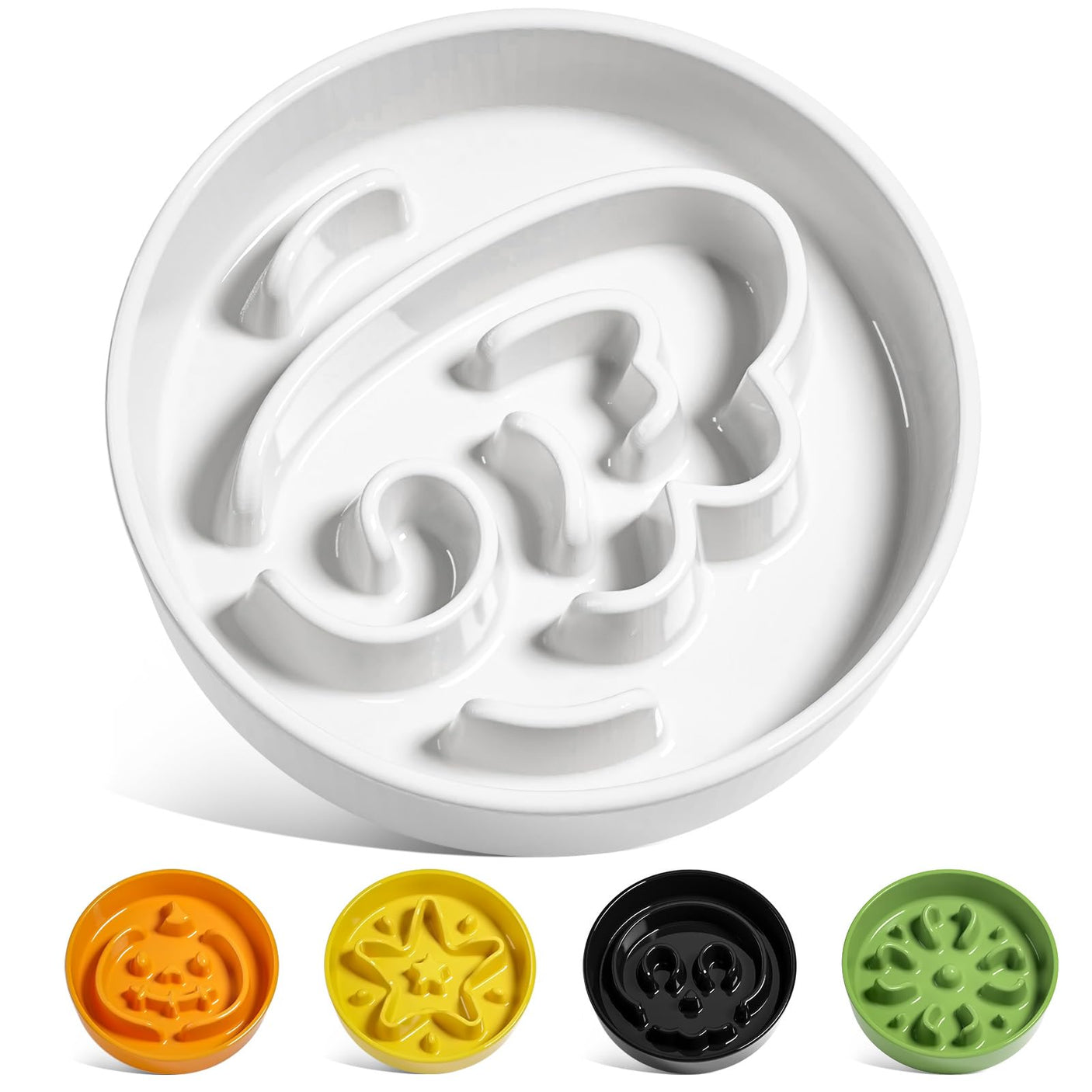 LE TAUCI Dog Bowls Slow Feeder Ceramic, 1.5 Cups Slow Feeding Dog Bowl Small Medium Breed, Puppy Slow Feeder Bowl for Fast Eater, Dog Dishes to Slow Down Eating, Puzzle Dog Food Bowl, Maze Purple