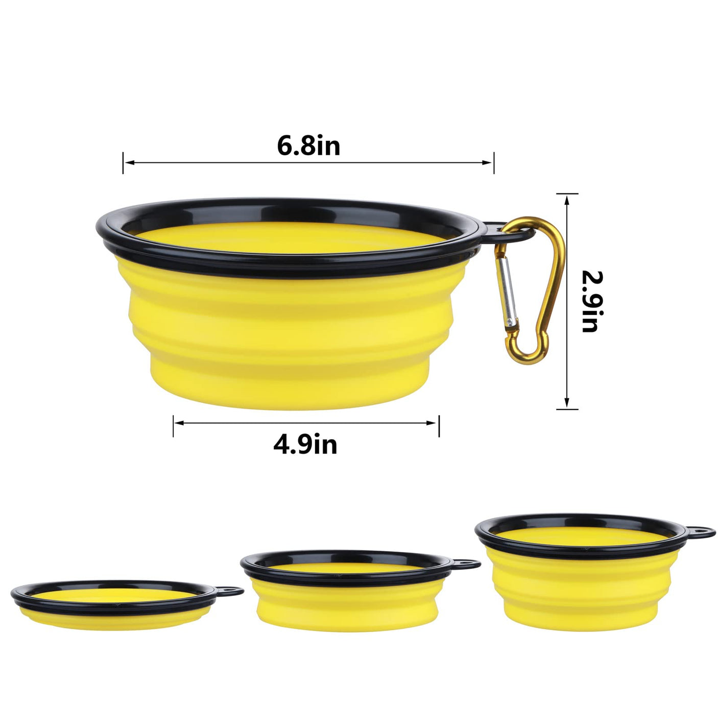 Dog Bowl Pet Collapsible Bowls, 2 Pack for Cats Dogs, Portable Pet Feeding Watering Dish for Walking Parking Traveling with 2 Carabiners (Small, Blue+Green)