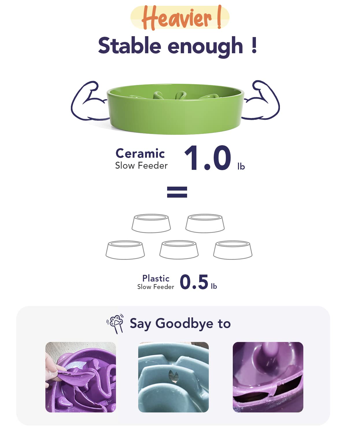 LE TAUCI Dog Bowls Slow Feeder Ceramic, 1.5 Cups Slow Feeding Dog Bowl Small Medium Breed, Puppy Slow Feeder Bowl for Fast Eater, Dog Dishes to Slow Down Eating, Puzzle Dog Food Bowl, Maze Purple