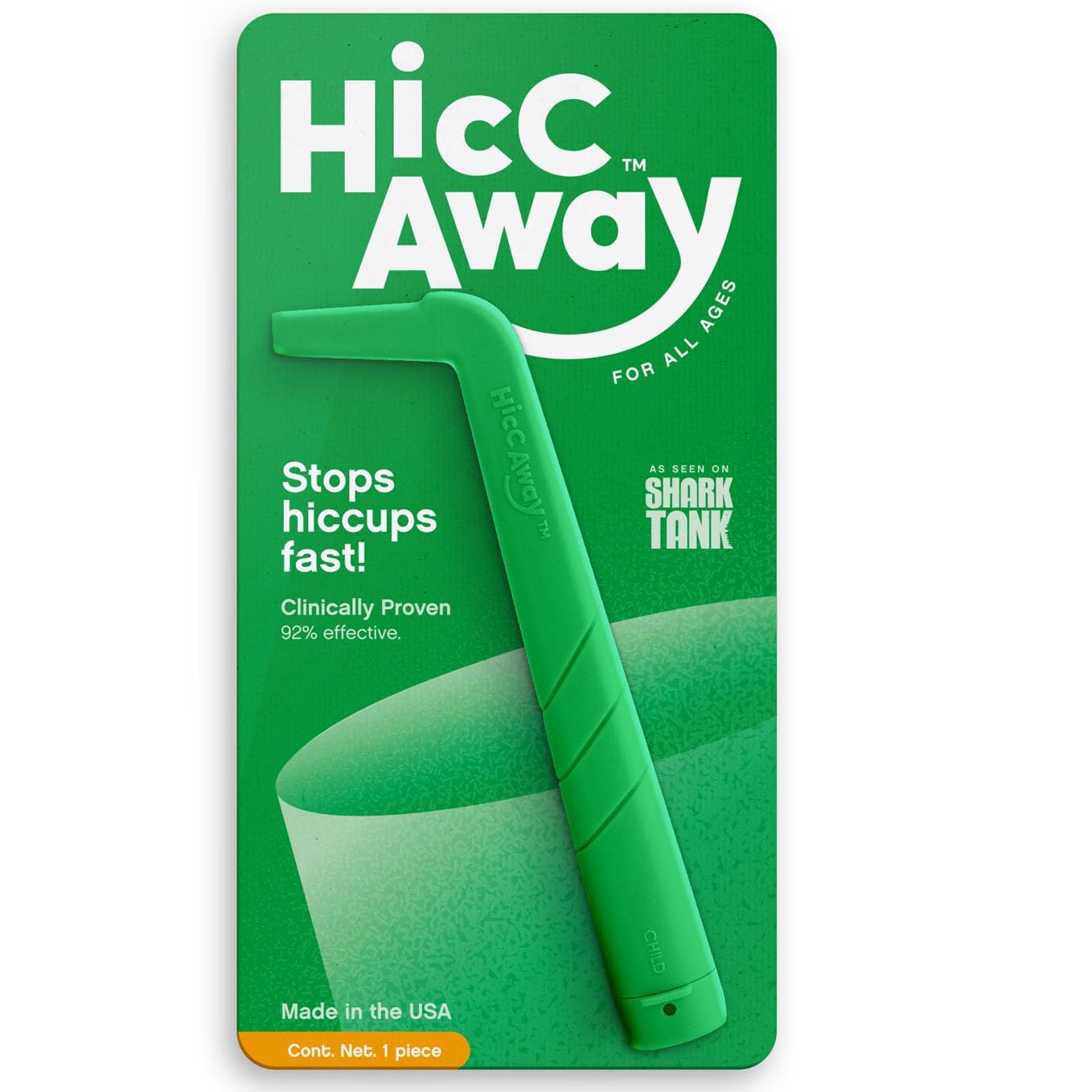 HiccAway Hiccup Straw - Stops Hiccups Naturally & Fast - As Seen On Shark Tank - Clinically Proven Relief for All Ages, Children & Adults - Safe, Lightweight, & Reusable (HiccAway Blue) 1 Pack