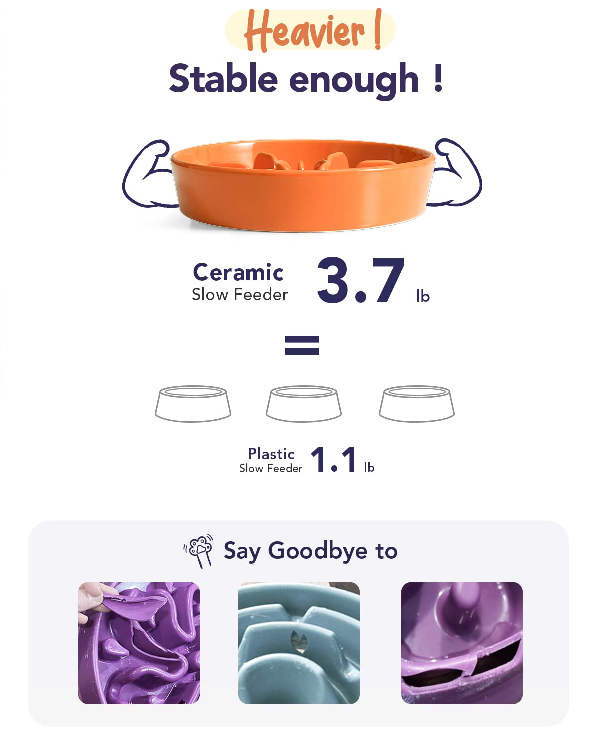 LE TAUCI Dog Bowls Slow Feeder Ceramic, 1.5 Cups Slow Feeding Dog Bowl Small Medium Breed, Puppy Slow Feeder Bowl for Fast Eater, Dog Dishes to Slow Down Eating, Puzzle Dog Food Bowl, Maze Purple