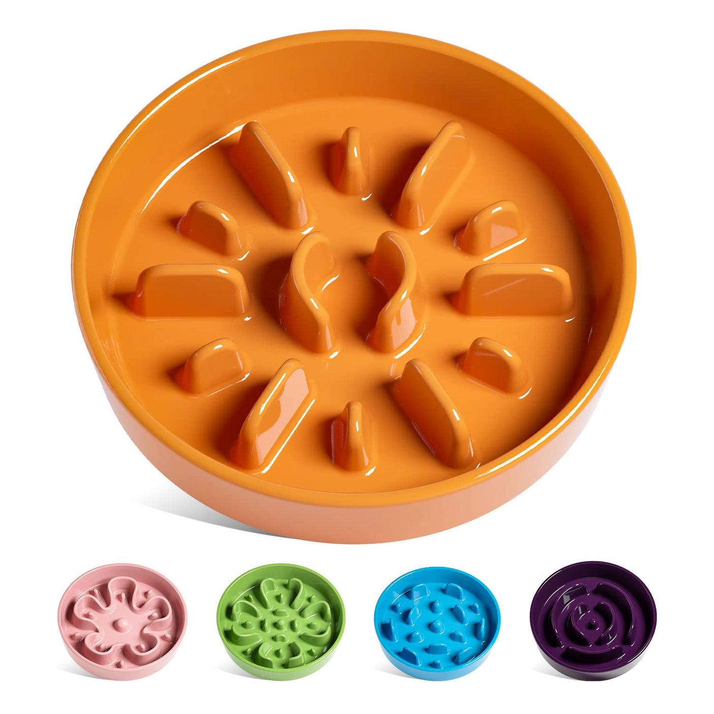 LE TAUCI Dog Bowls Slow Feeder Ceramic, 1.5 Cups Slow Feeding Dog Bowl Small Medium Breed, Puppy Slow Feeder Bowl for Fast Eater, Dog Dishes to Slow Down Eating, Puzzle Dog Food Bowl, Maze Purple