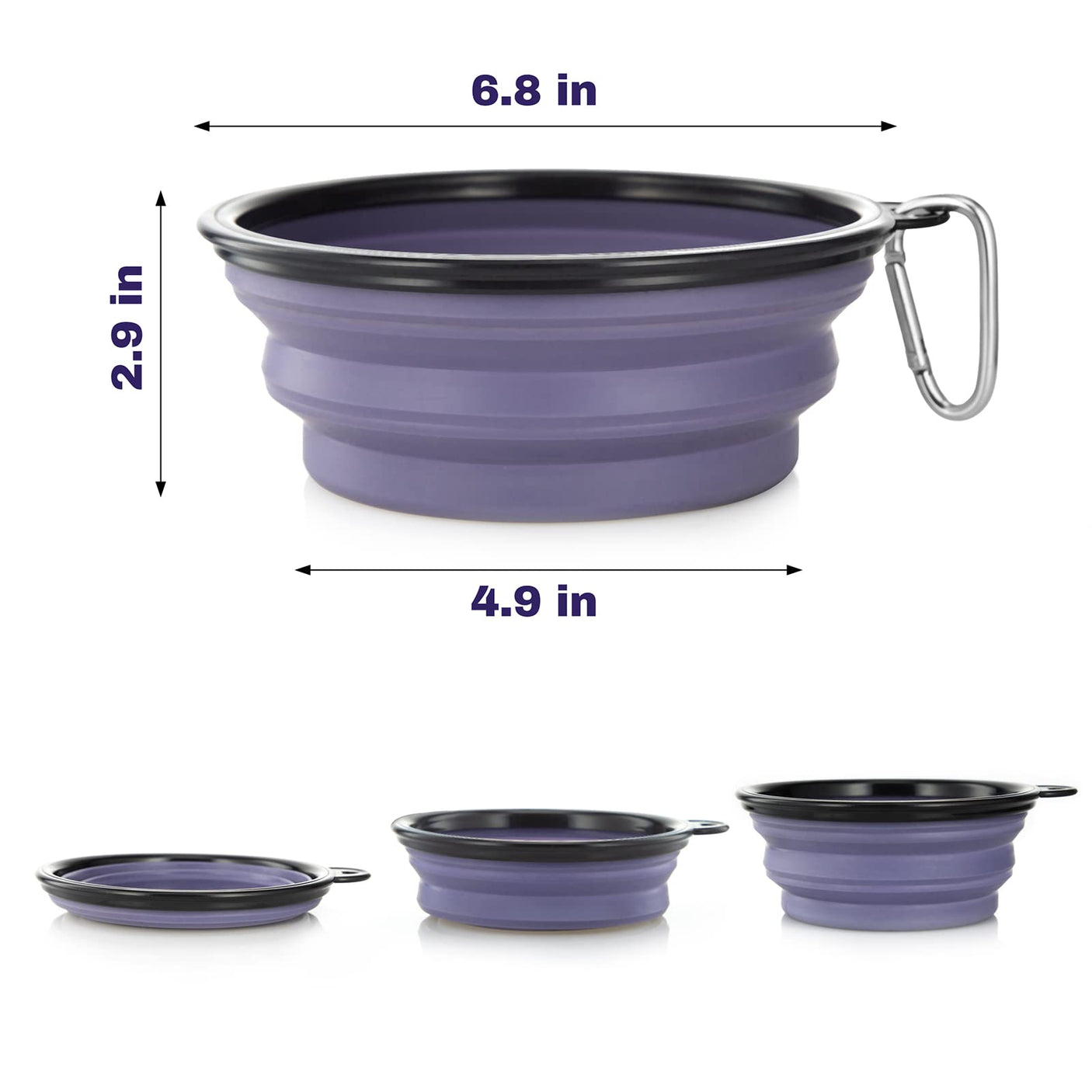 Dog Bowl Pet Collapsible Bowls, 2 Pack for Cats Dogs, Portable Pet Feeding Watering Dish for Walking Parking Traveling with 2 Carabiners (Small, Blue+Green)