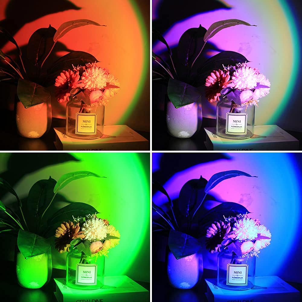 YouOKLight Sunset Lamp, Sunset Projector Lamp 10W LED Sunset Light Night Light 180 Degree Rotation Romantic Rainbow Light USB Charging for Bedroom Party Home Decor, Rainbow…