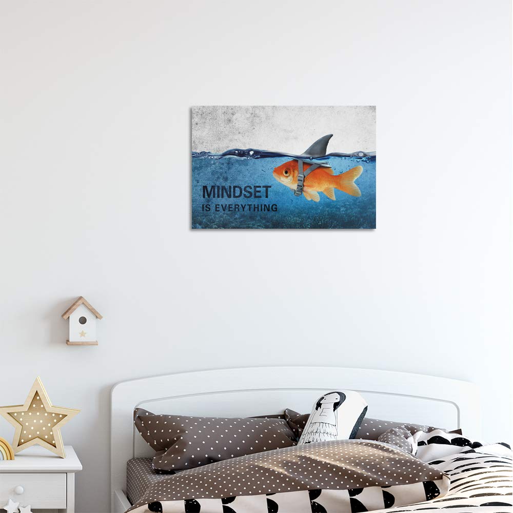 Success Tree Inspirational Quote Canvas Wall Art Motivational Motto Painting Inspiring Entrepreneur Posters Prints Artwork Decor Framed for Home Office Classroom Ready to Hang - 12" Wx18 H