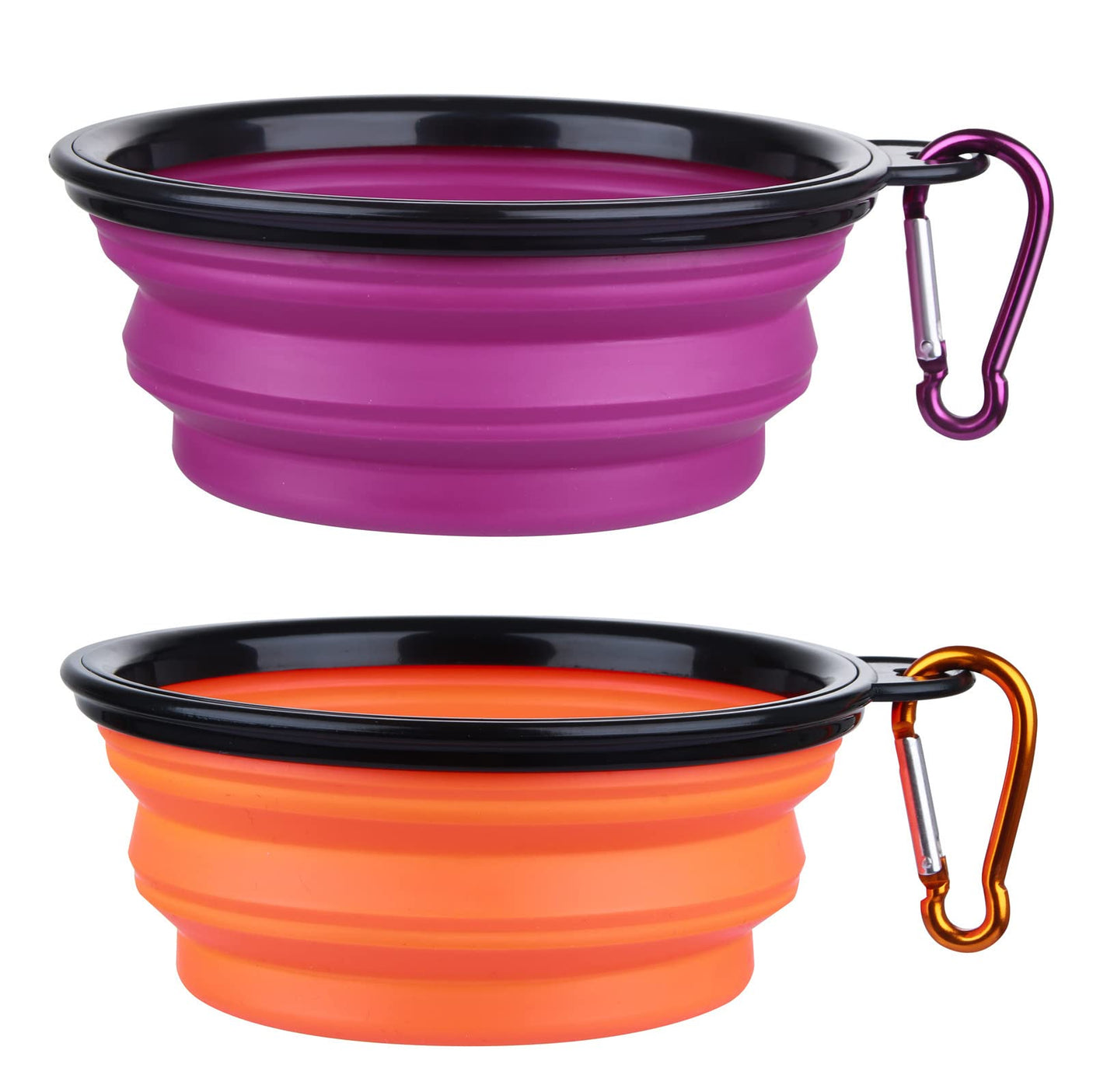 Dog Bowl Pet Collapsible Bowls, 2 Pack for Cats Dogs, Portable Pet Feeding Watering Dish for Walking Parking Traveling with 2 Carabiners (Small, Blue+Green)