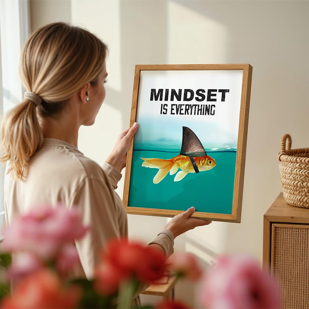 Motivational Wall Art Posters for Home, Office - Mindset is Everything - LARGE 11X14 - Inspirational Gifts for Men, Students - Entrepreneur Wall Art Decor - Uplifting Self-Improvement Positive Quotes