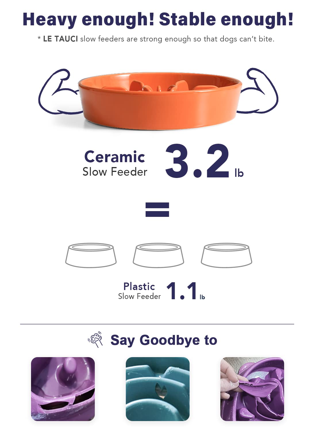 LE TAUCI Dog Bowls Slow Feeder Ceramic, 1.5 Cups Slow Feeding Dog Bowl Small Medium Breed, Puppy Slow Feeder Bowl for Fast Eater, Dog Dishes to Slow Down Eating, Puzzle Dog Food Bowl, Maze Purple