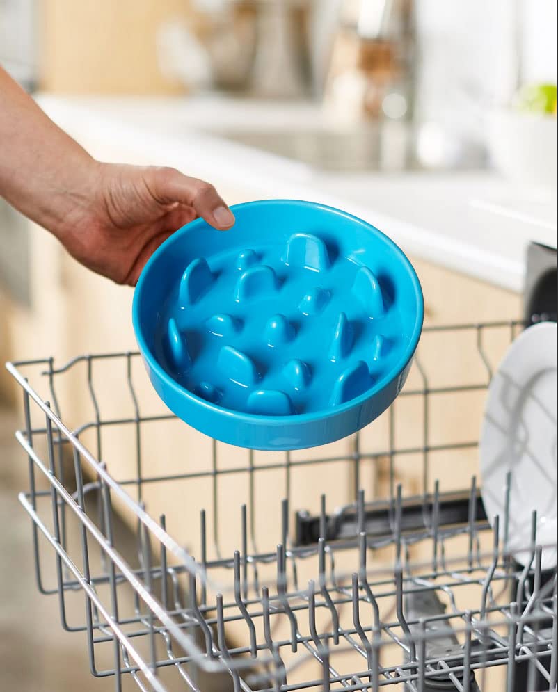 LE TAUCI Dog Bowls Slow Feeder Ceramic, 1.5 Cups Slow Feeding Dog Bowl Small Medium Breed, Puppy Slow Feeder Bowl for Fast Eater, Dog Dishes to Slow Down Eating, Puzzle Dog Food Bowl, Maze Purple