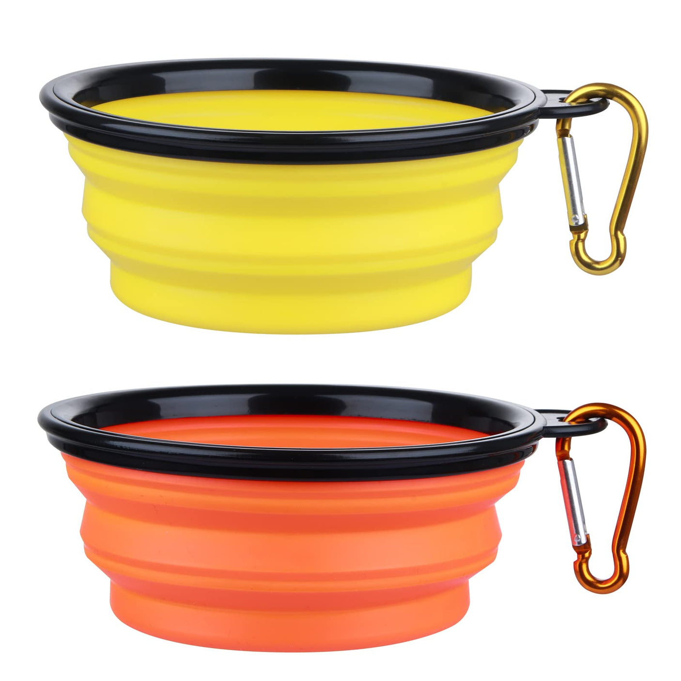 Dog Bowl Pet Collapsible Bowls, 2 Pack for Cats Dogs, Portable Pet Feeding Watering Dish for Walking Parking Traveling with 2 Carabiners (Small, Blue+Green)